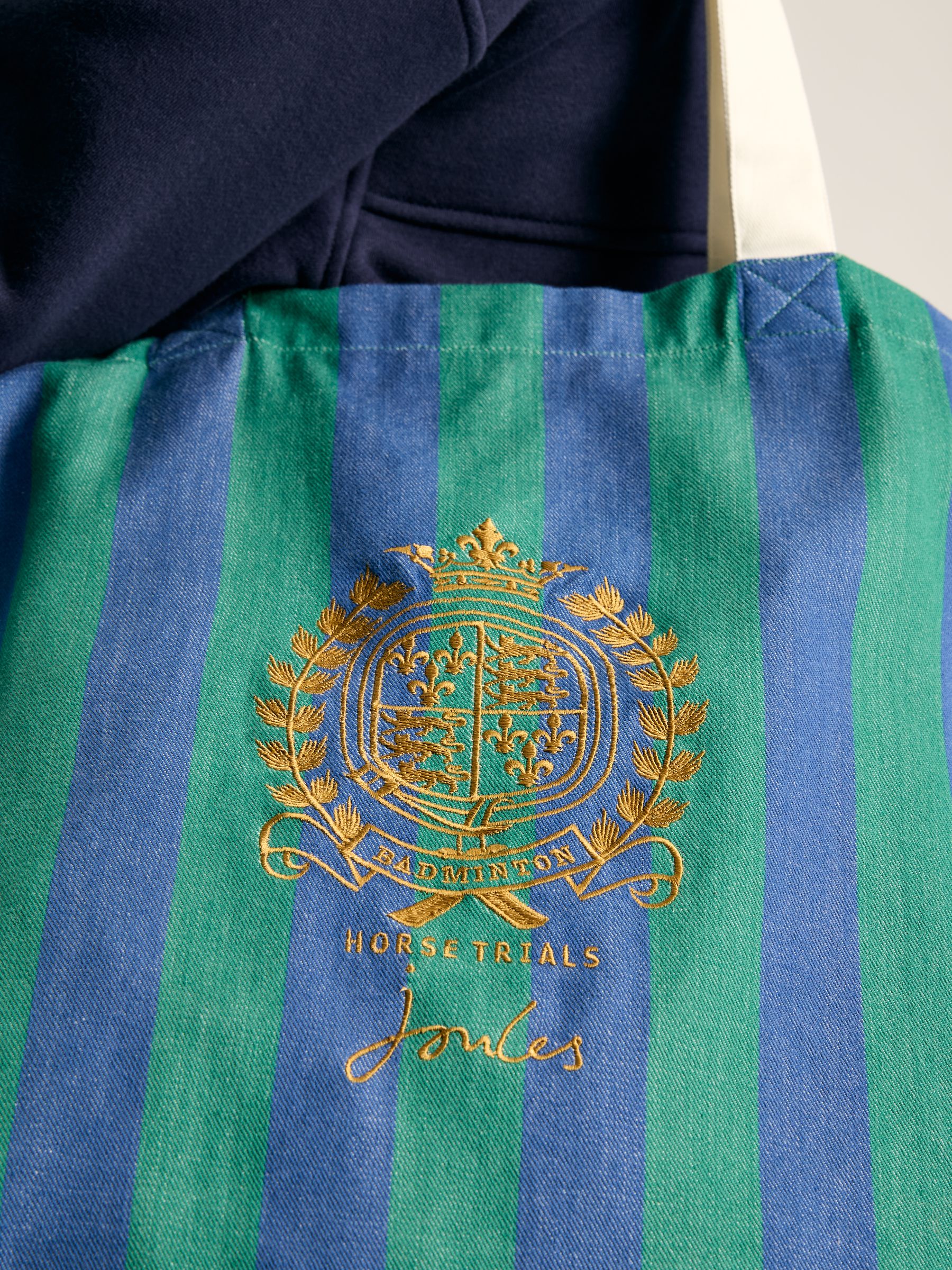 Official Badminton Blue & Green Striped Tote Bag - Image 2 of 5 Official Badminton Blue & Green Striped Tote Bag - Image 2 of 5
