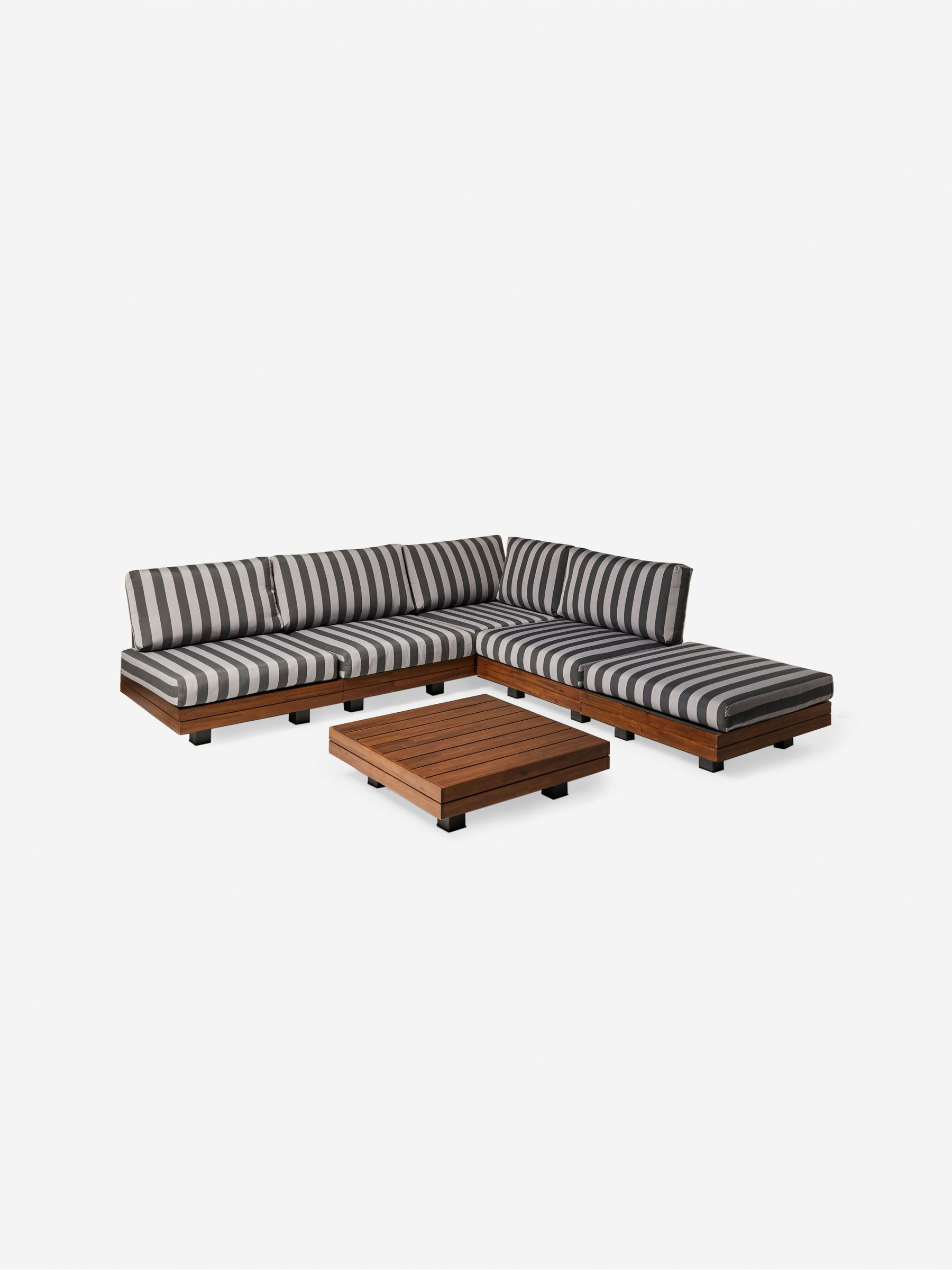 Avarna Garden Wood Corner Lounge Set in Grey Stripe - Image 10 of 10 Avarna Garden Wood Corner Lounge Set in Grey Stripe - Image 10 of 10
