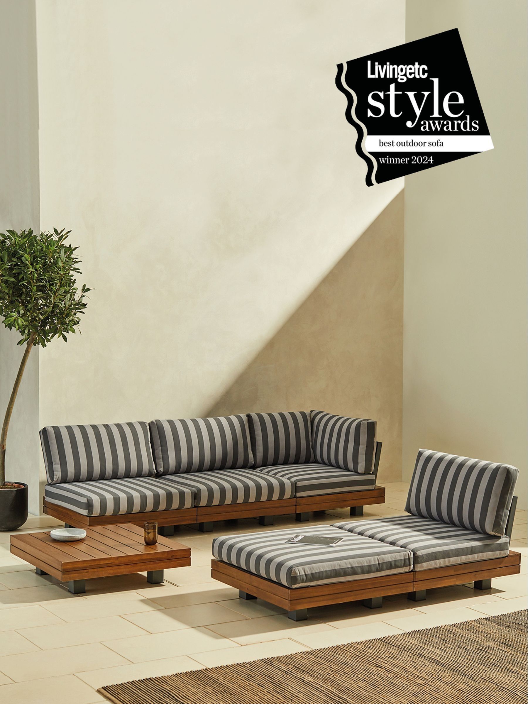 Avarna Garden Corner Lounge Set in Stripe - Image 2 of 9