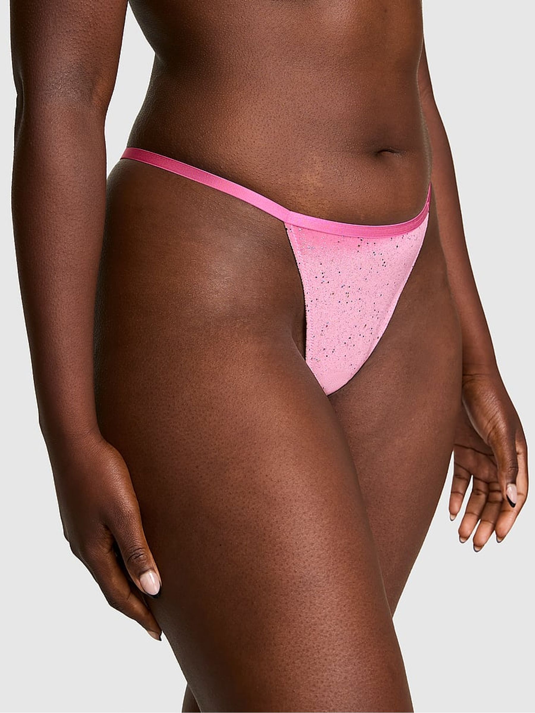 Moonstone Pink Mini Scoop Thong Confetti Velour Knickers - Image 2 of 3 Moonstone Pink Mini Scoop Thong Confetti Velour Knickers - Image 2 of 3