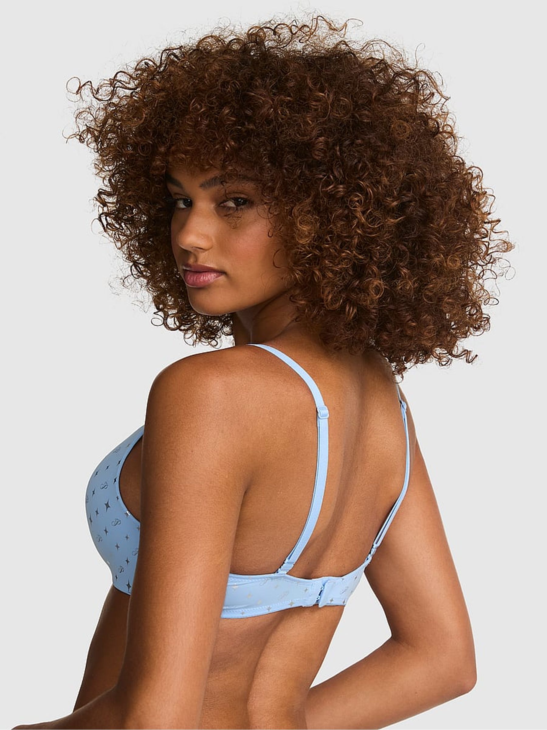 Periwinkle Blue Foil Stars Non Wired Lightly Lined Bra - Image 1 of 3 Periwinkle Blue Foil Stars Non Wired Lightly Lined Bra - Image 1 of 3