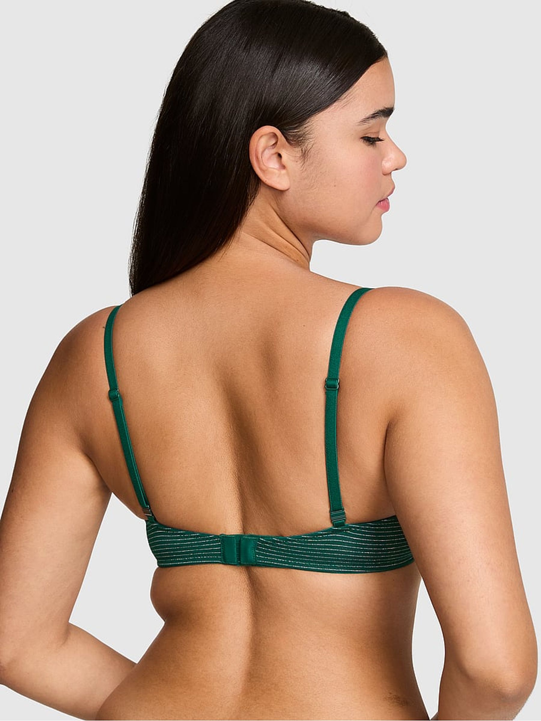 Dark Garden Green Shine Super Push Up Lace Trim Bra - Image 2 of 2 Dark Garden Green Shine Super Push Up Lace Trim Bra - Image 2 of 2