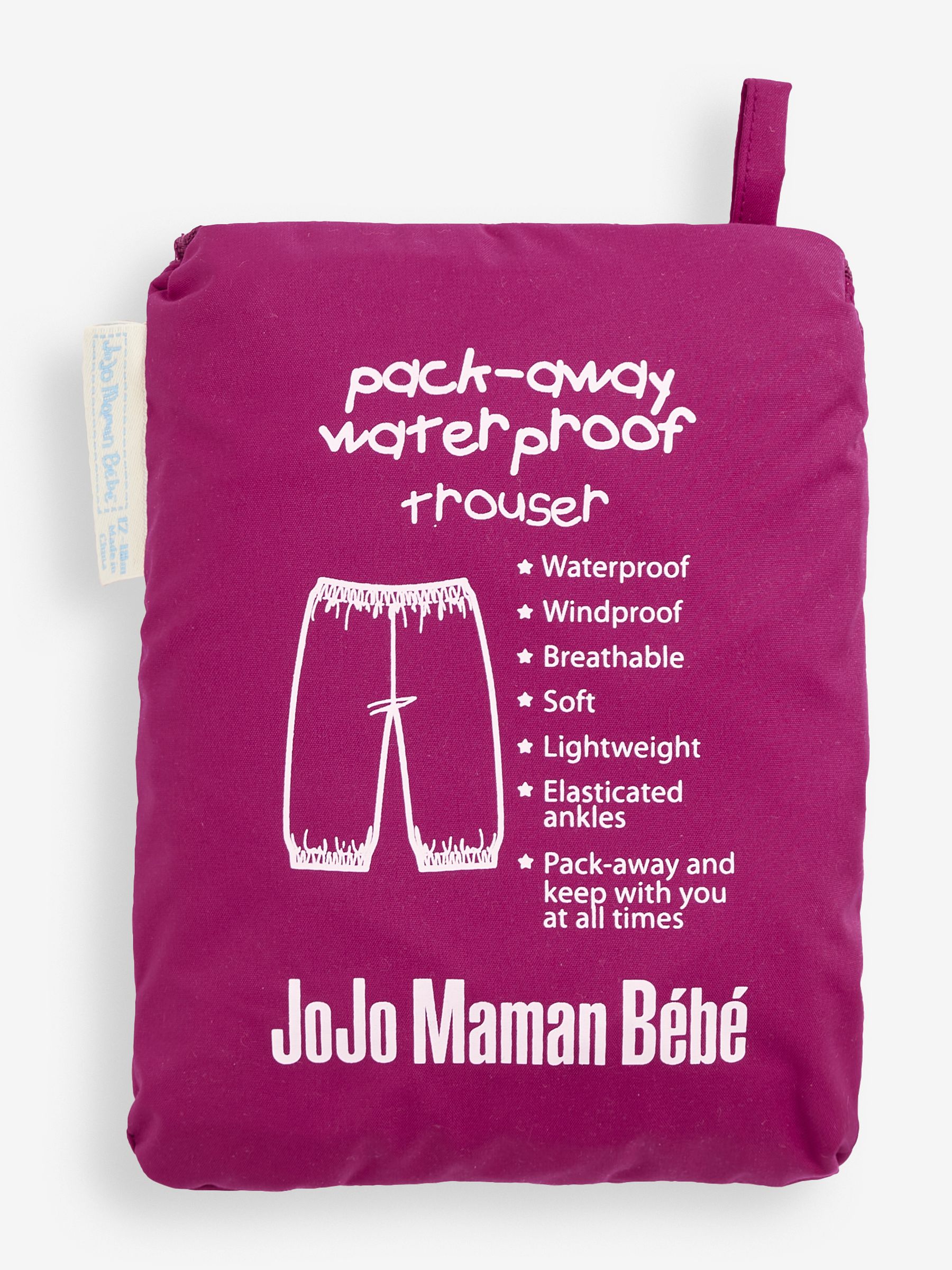 Berry Pink Pack-Away Waterproof Dungarees - Image 3 of 3