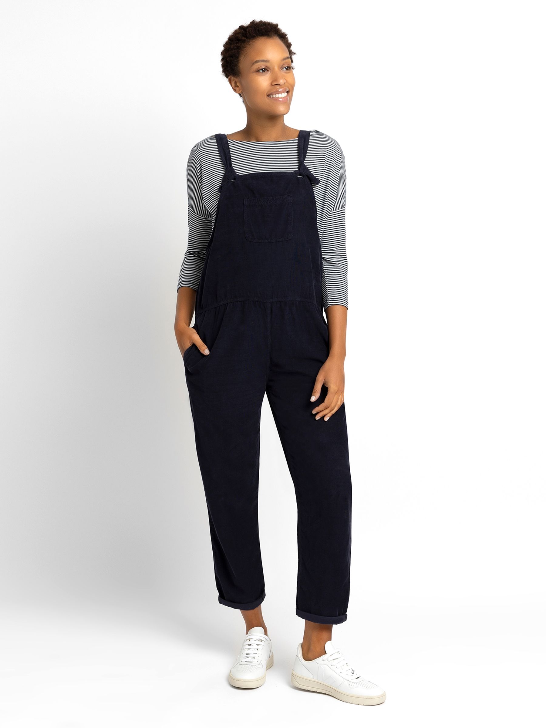 Navy Blue Cord Maternity Dungarees - Image 1 of 4