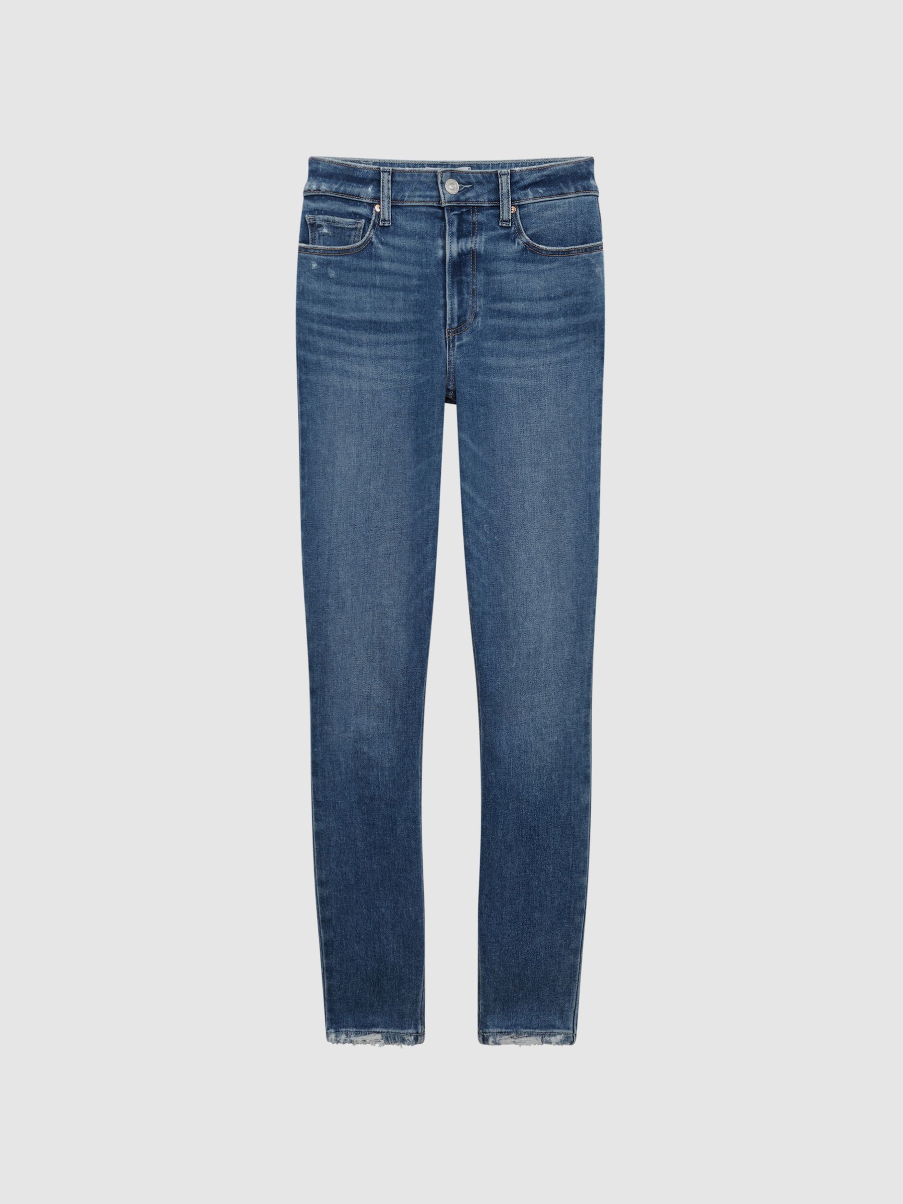 PAIGE High Rise Crop Skinny Jeans in Mid Blue - Image 2 of 8