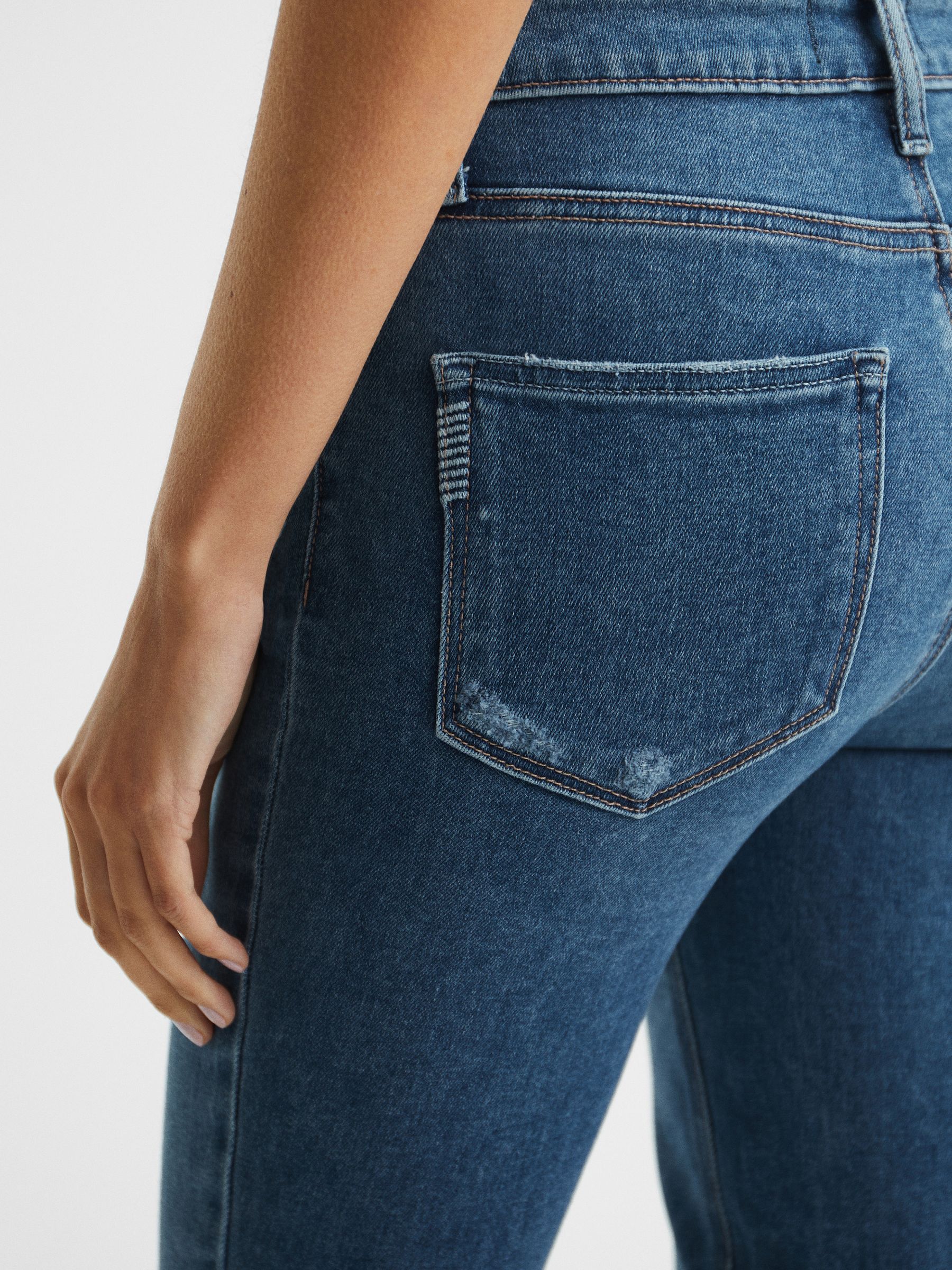 PAIGE High Rise Crop Skinny Jeans in Mid Blue - Image 8 of 8