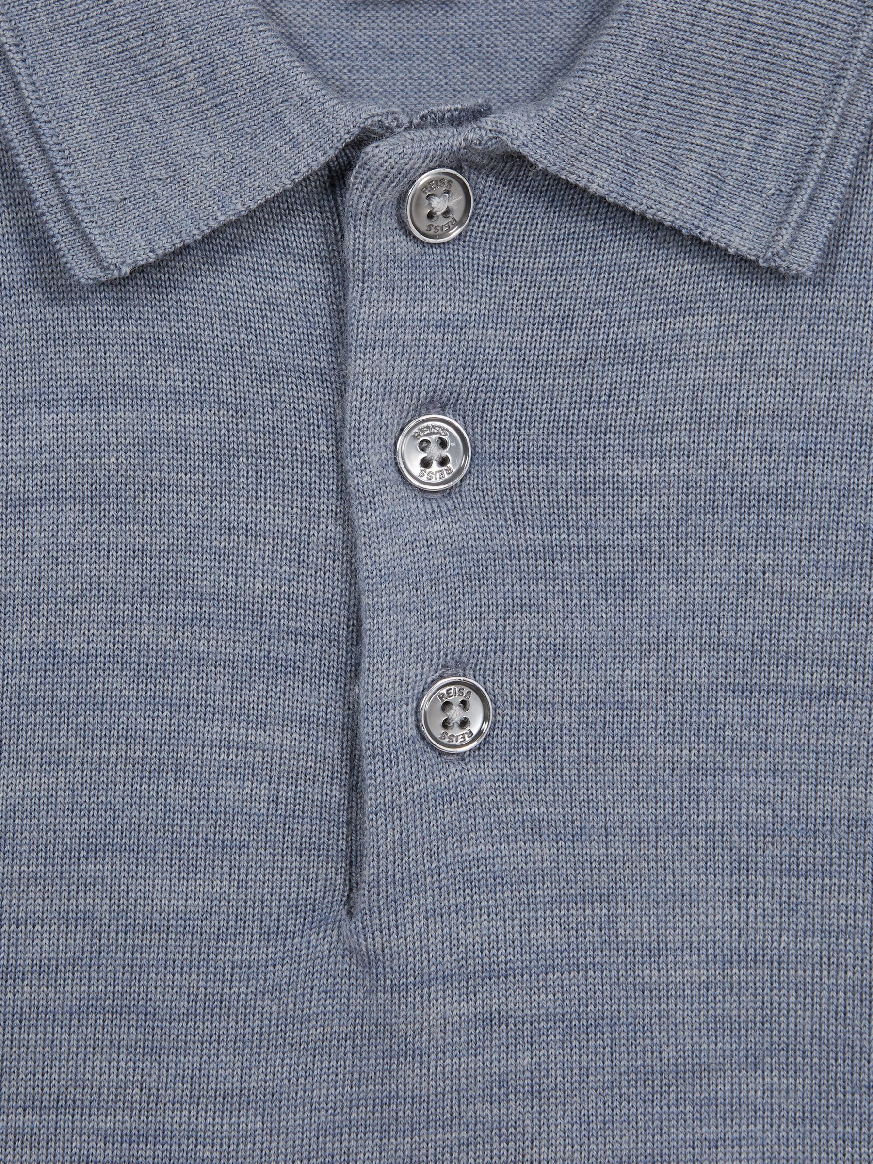 3-9 yrs Merino Wool Polo Shirt in Denim Melange - Image 6 of 6
