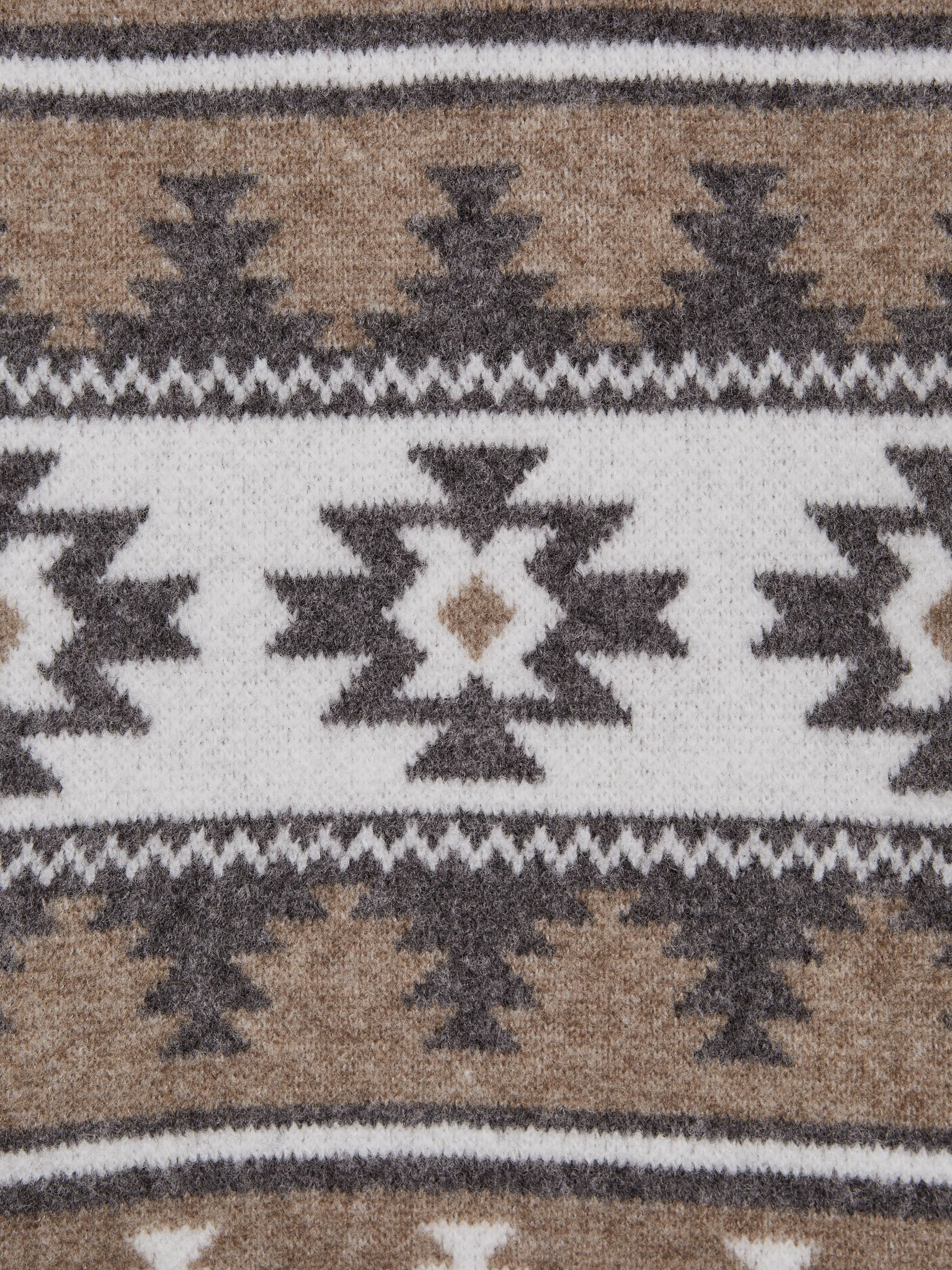 Senior Navajo-Jacquard Wool Blend Jumper in Toast Melange - Image 6 of 6
