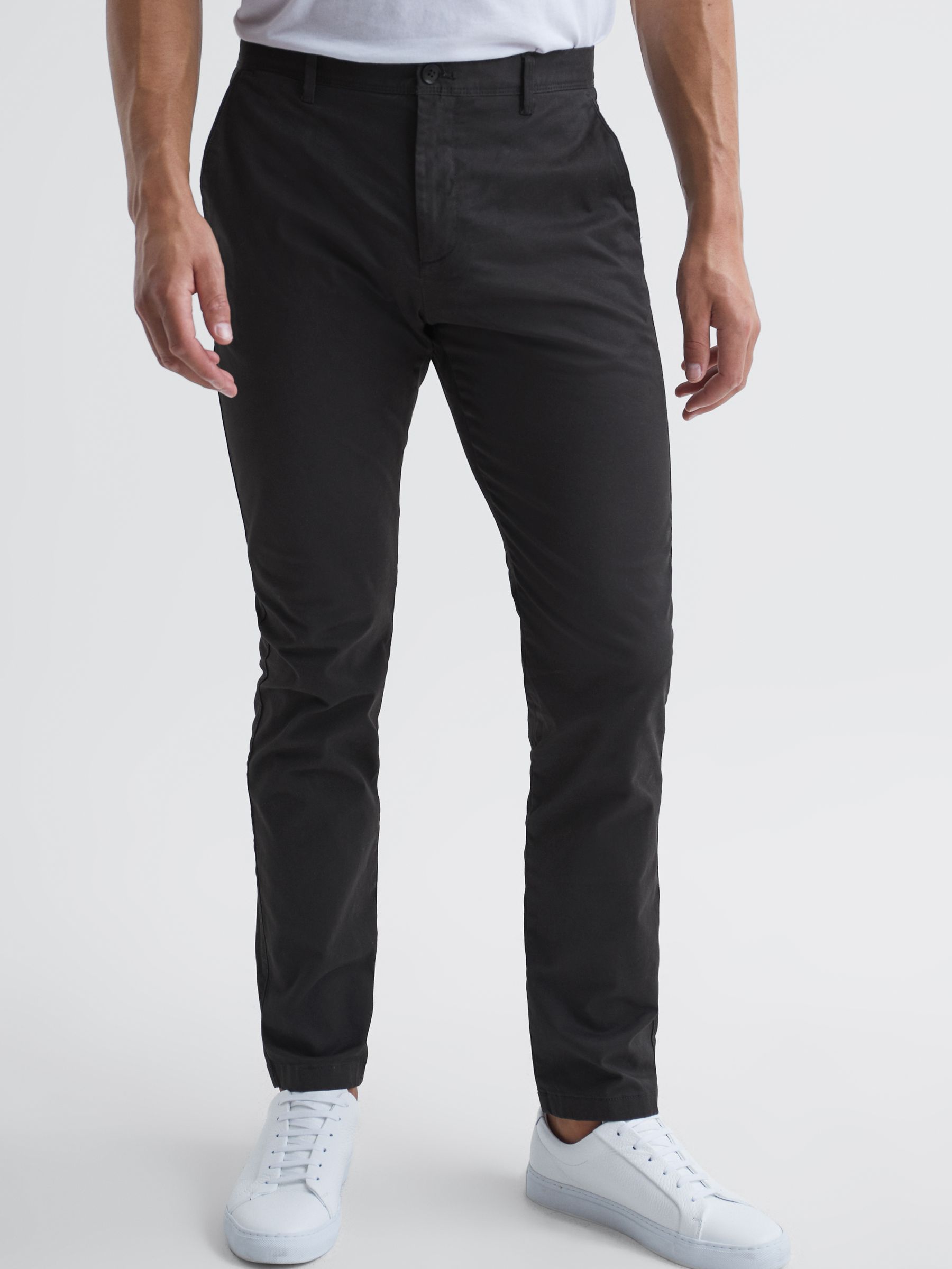 Washed Slim Fit Chinos in Charcoal - Image 3 of 6