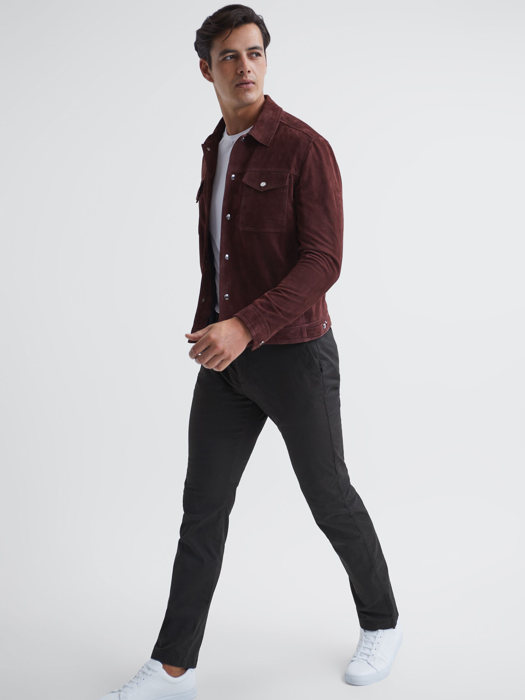 Washed Slim Fit Chinos in Charcoal - Image 6 of 6