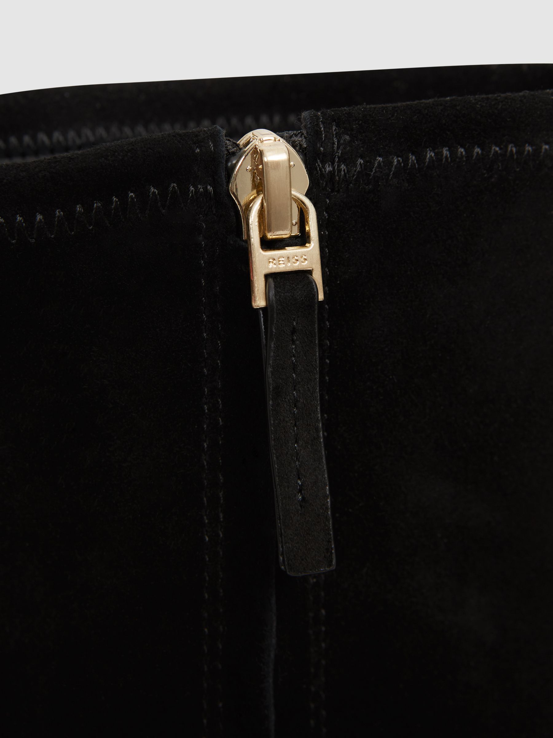 Pointed Kitten Heel Suede Boots in Black - Image 6 of 7