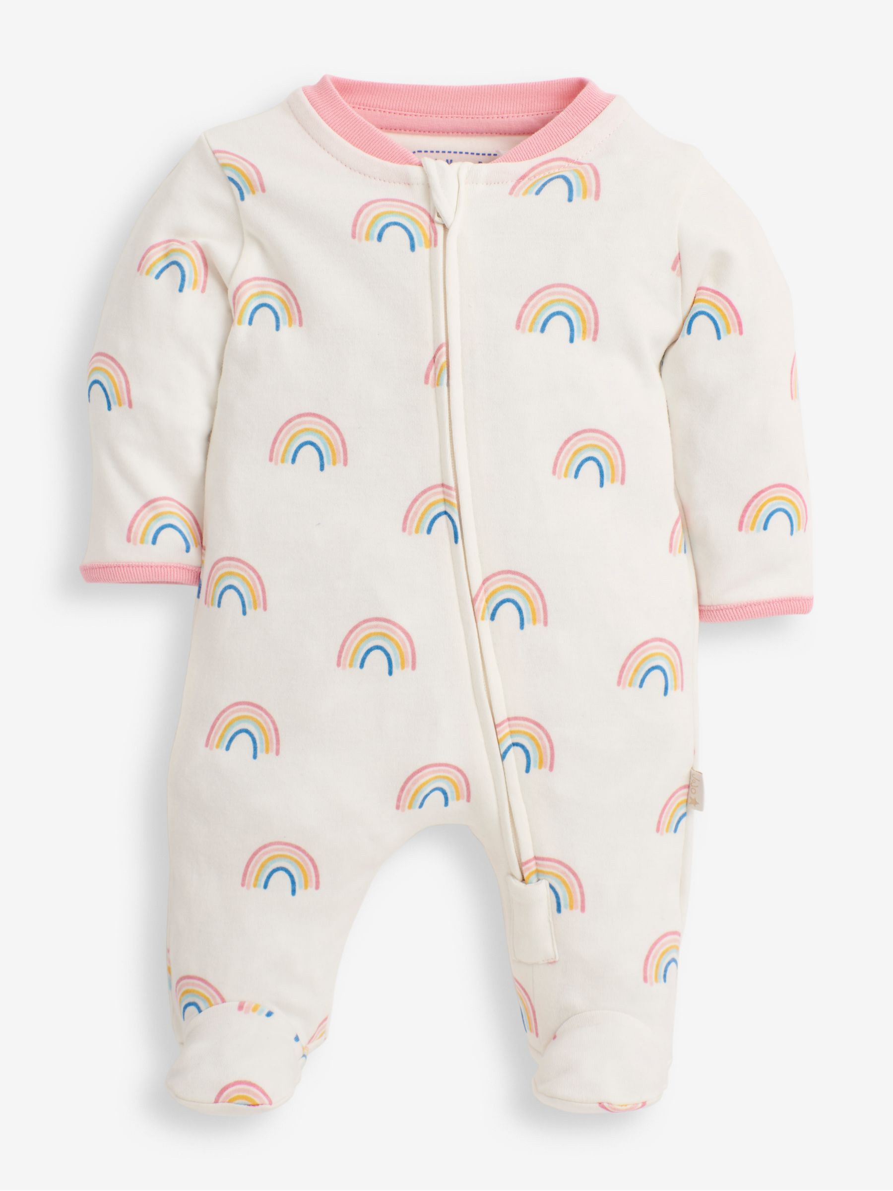 Cream Rainbow Print Zip Baby Sleepsuit - Image 5 of 6