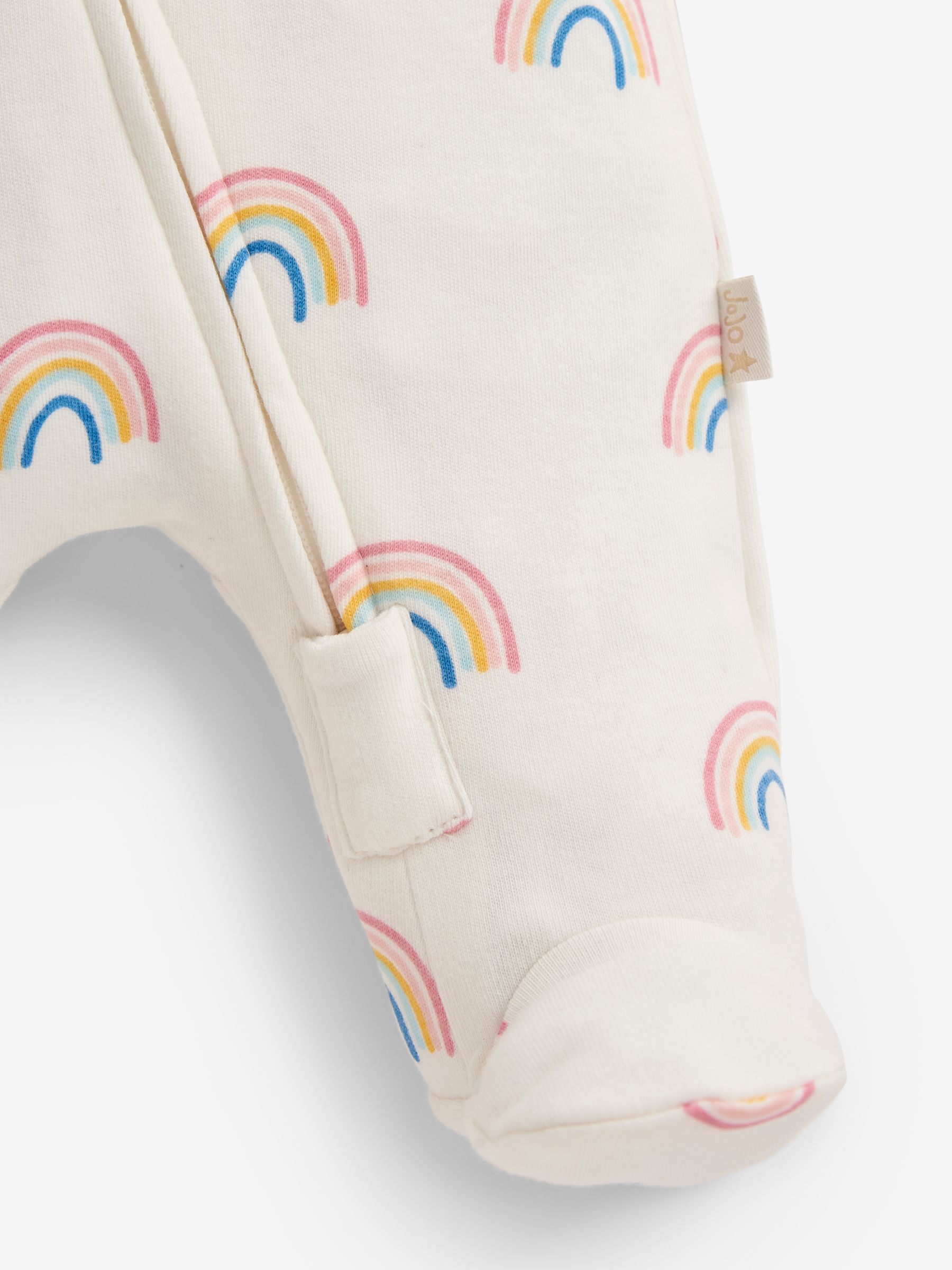Cream Rainbow Print Zip Baby Sleepsuit - Image 6 of 6