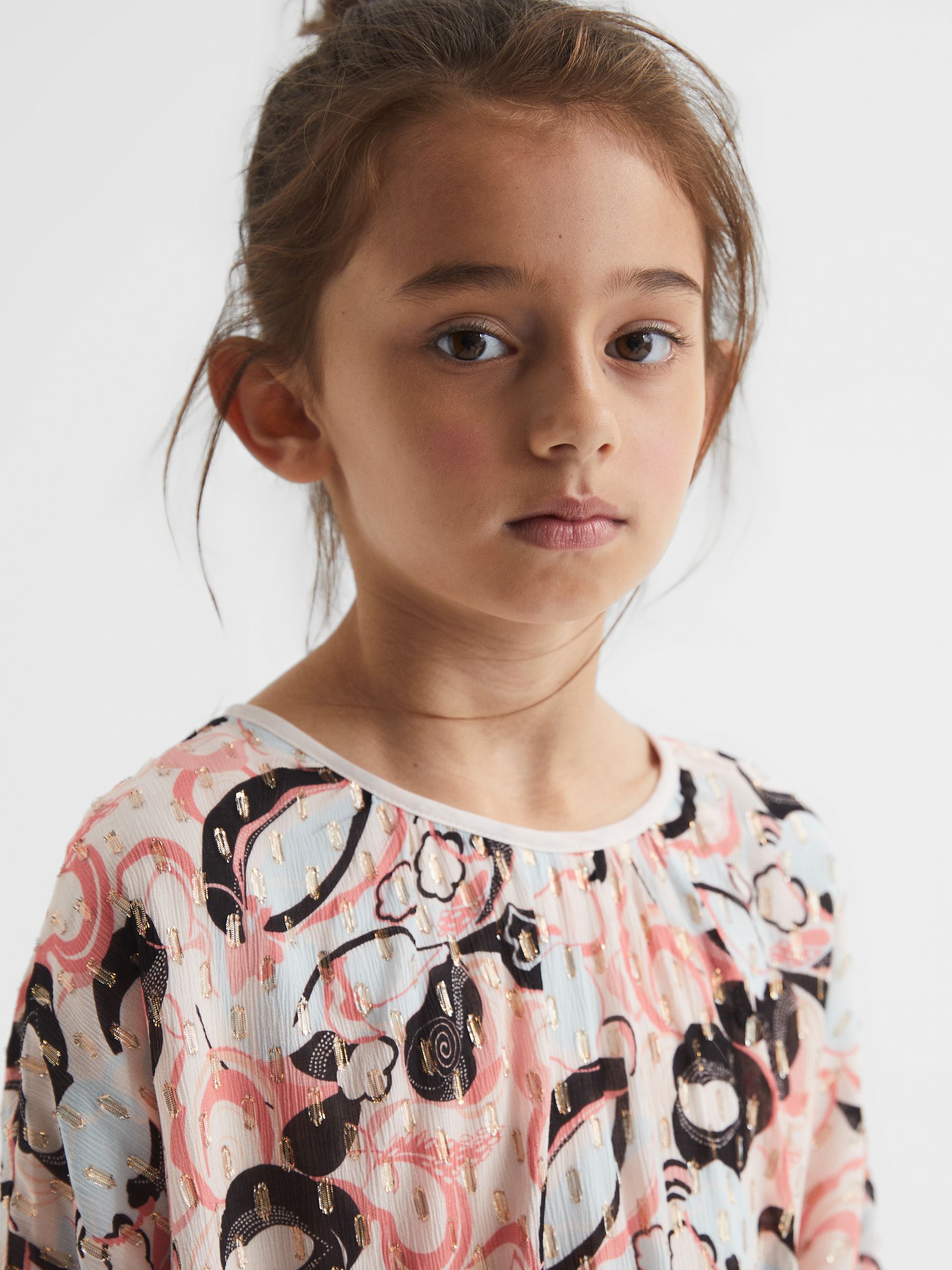 4-9 yrs Printed Ruffle Dress in Blue Print - Image 4 of 6