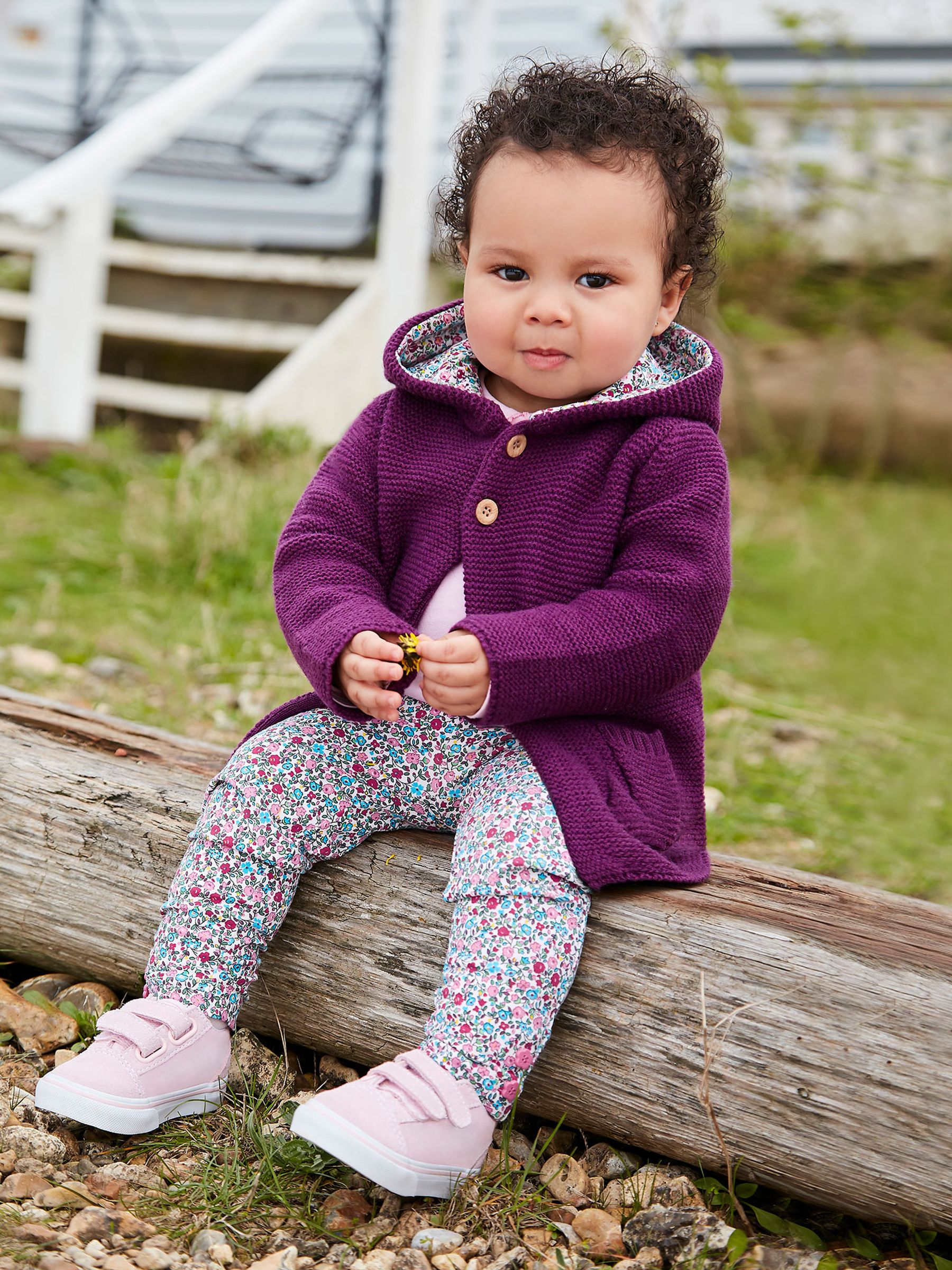 Pink Ditsy & Navy Blue Girls' 2-Pack Leggings - Image 2 of 2