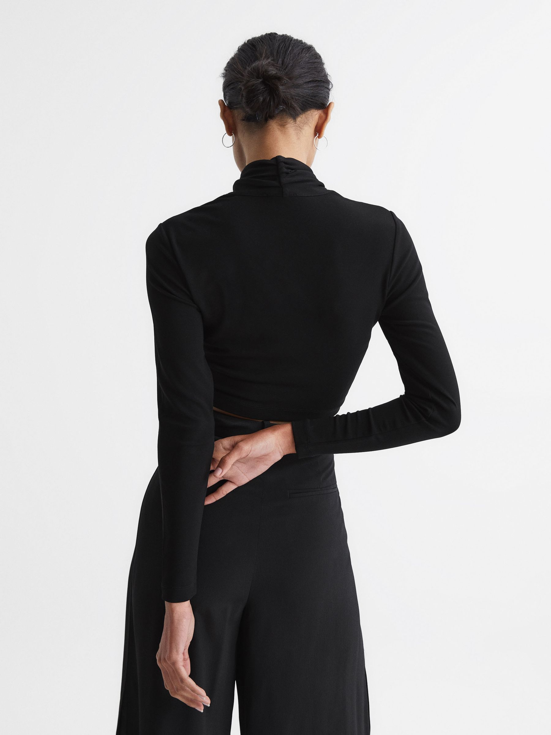 Cross Front Crop Top in Black - Image 5 of 6