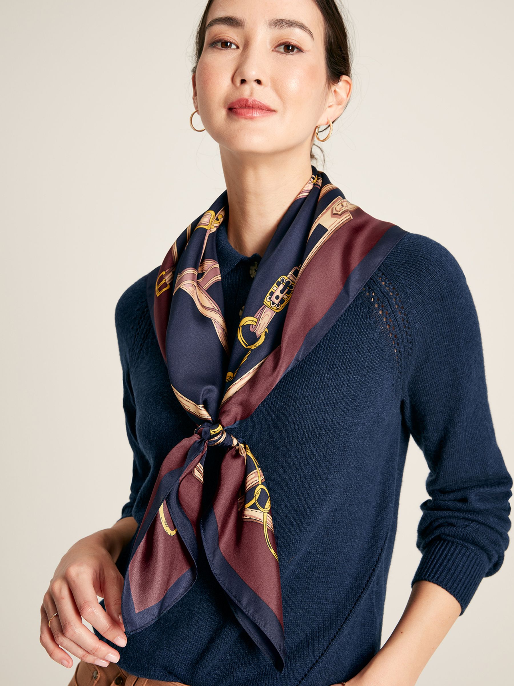 Bloomfield Navy Printed Silk Square Scarf - Image 2 of 6