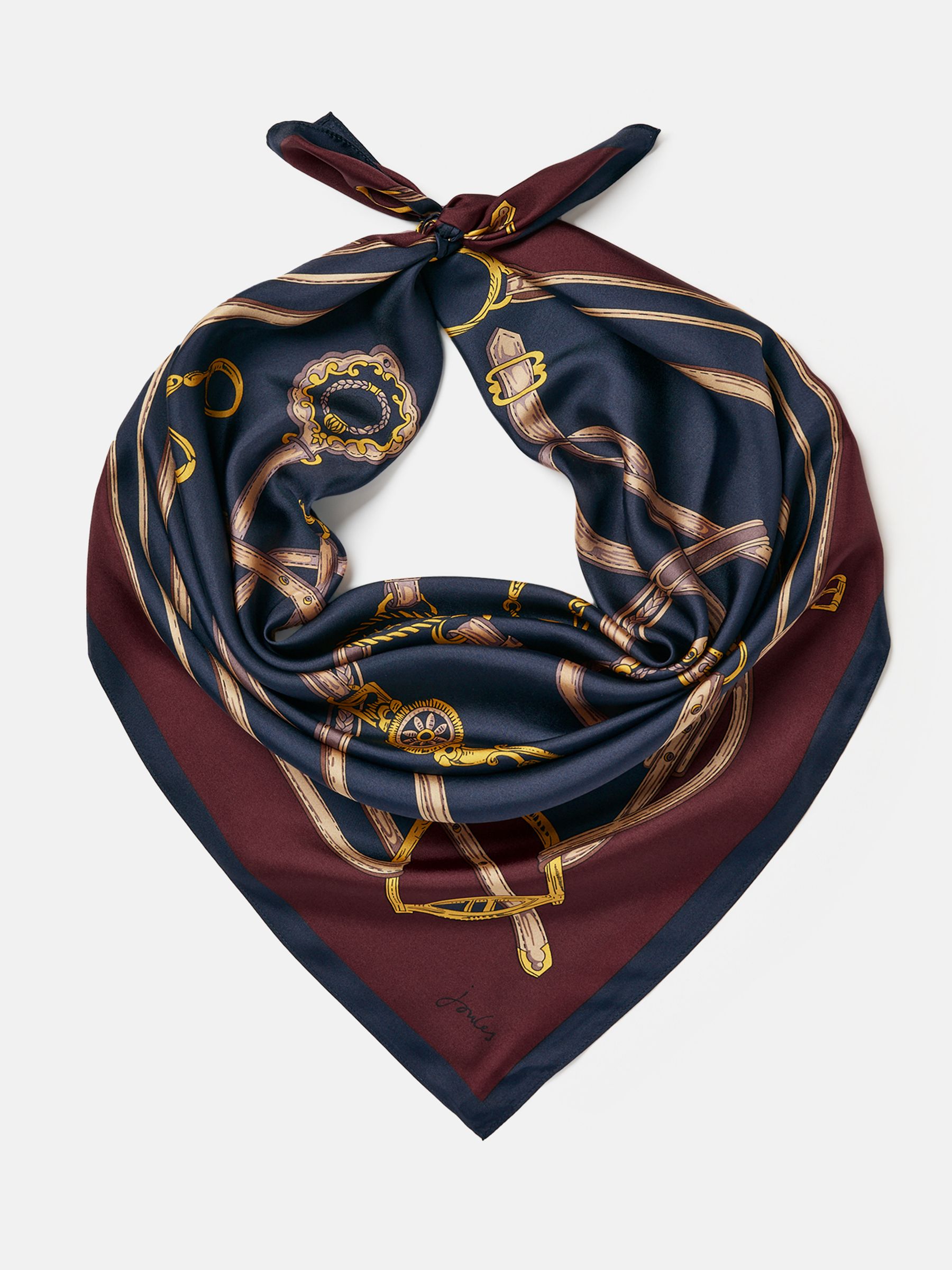 Bloomfield Navy Printed Silk Square Scarf - Image 4 of 6