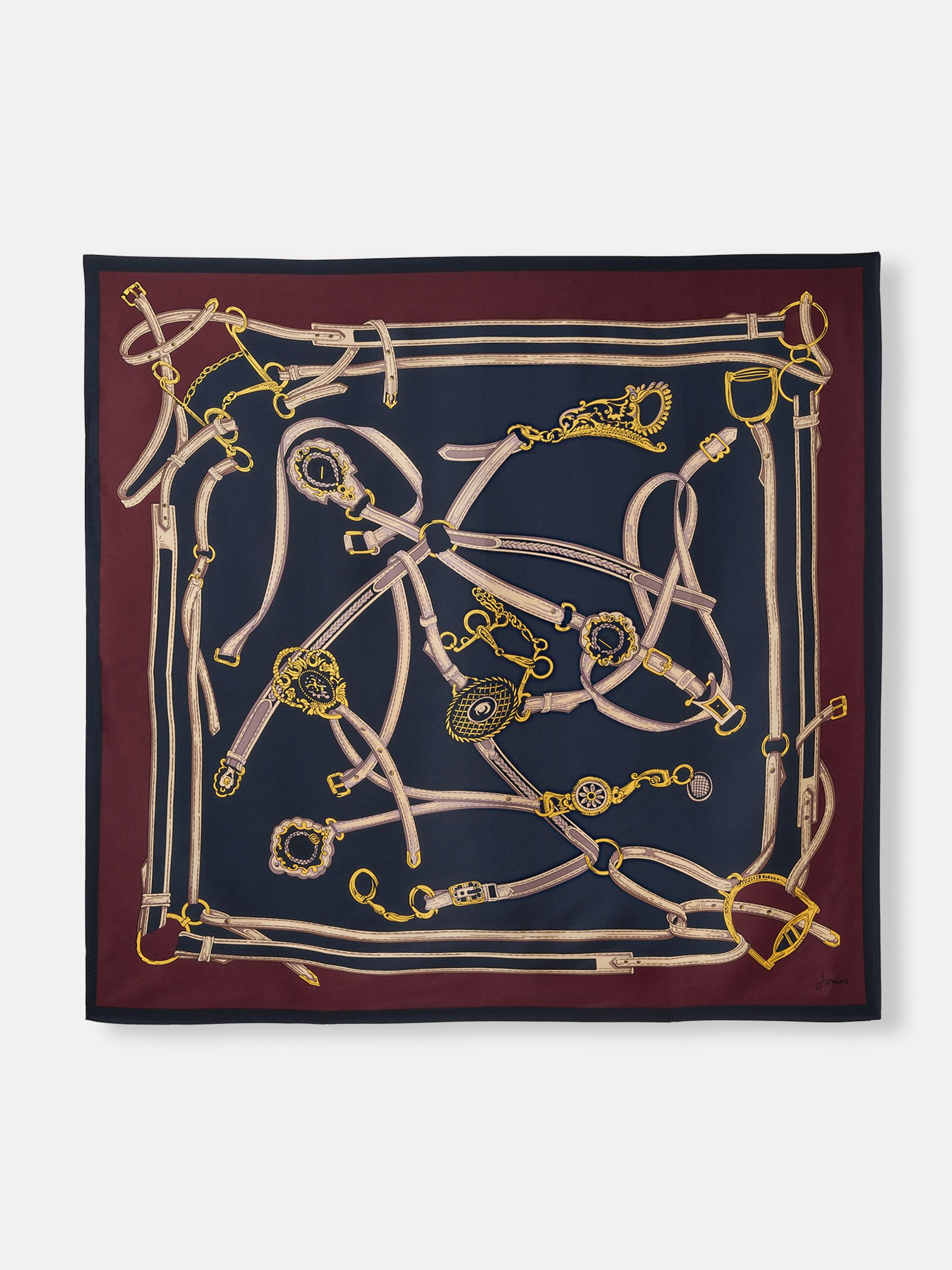 Bloomfield Navy Printed Silk Square Scarf - Image 5 of 6