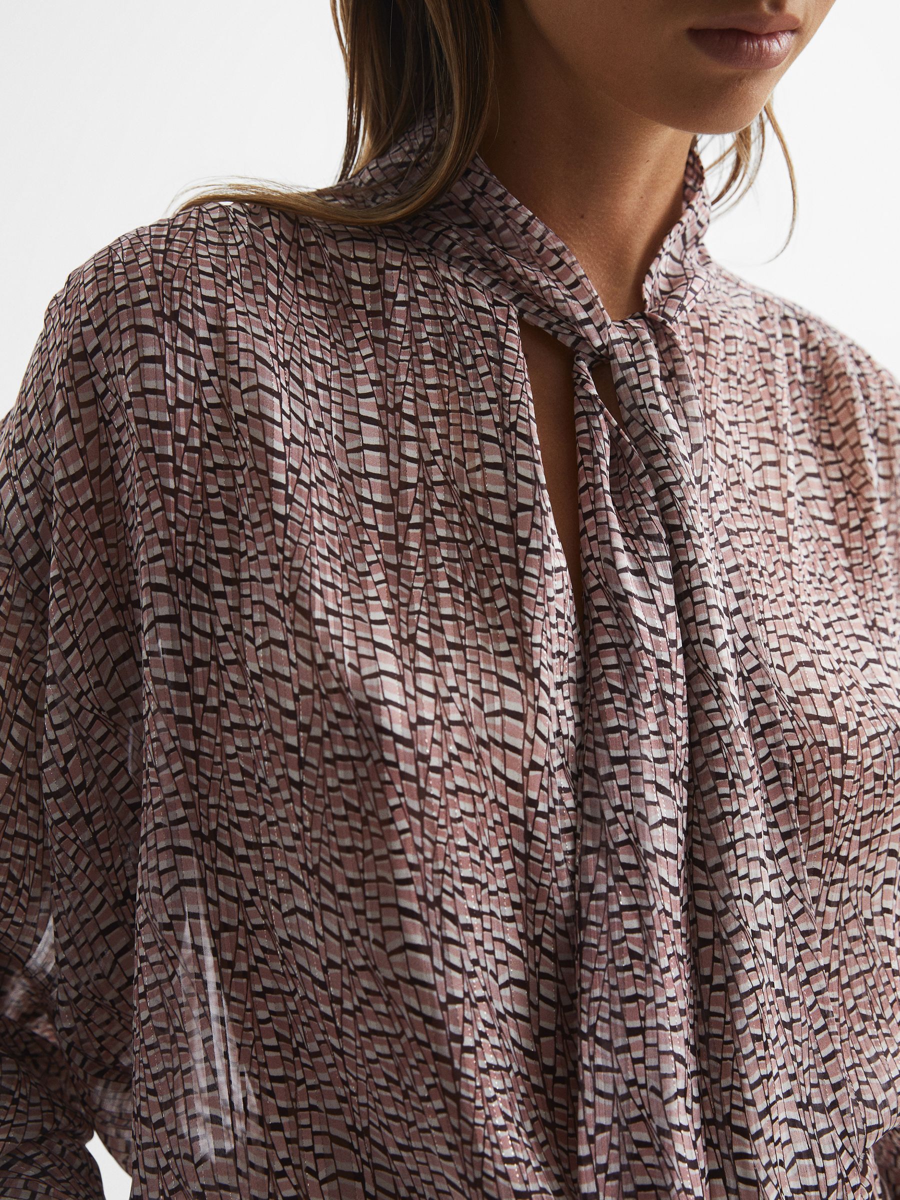 Metallic Long Sleeve Blouse in Pink - Image 4 of 6