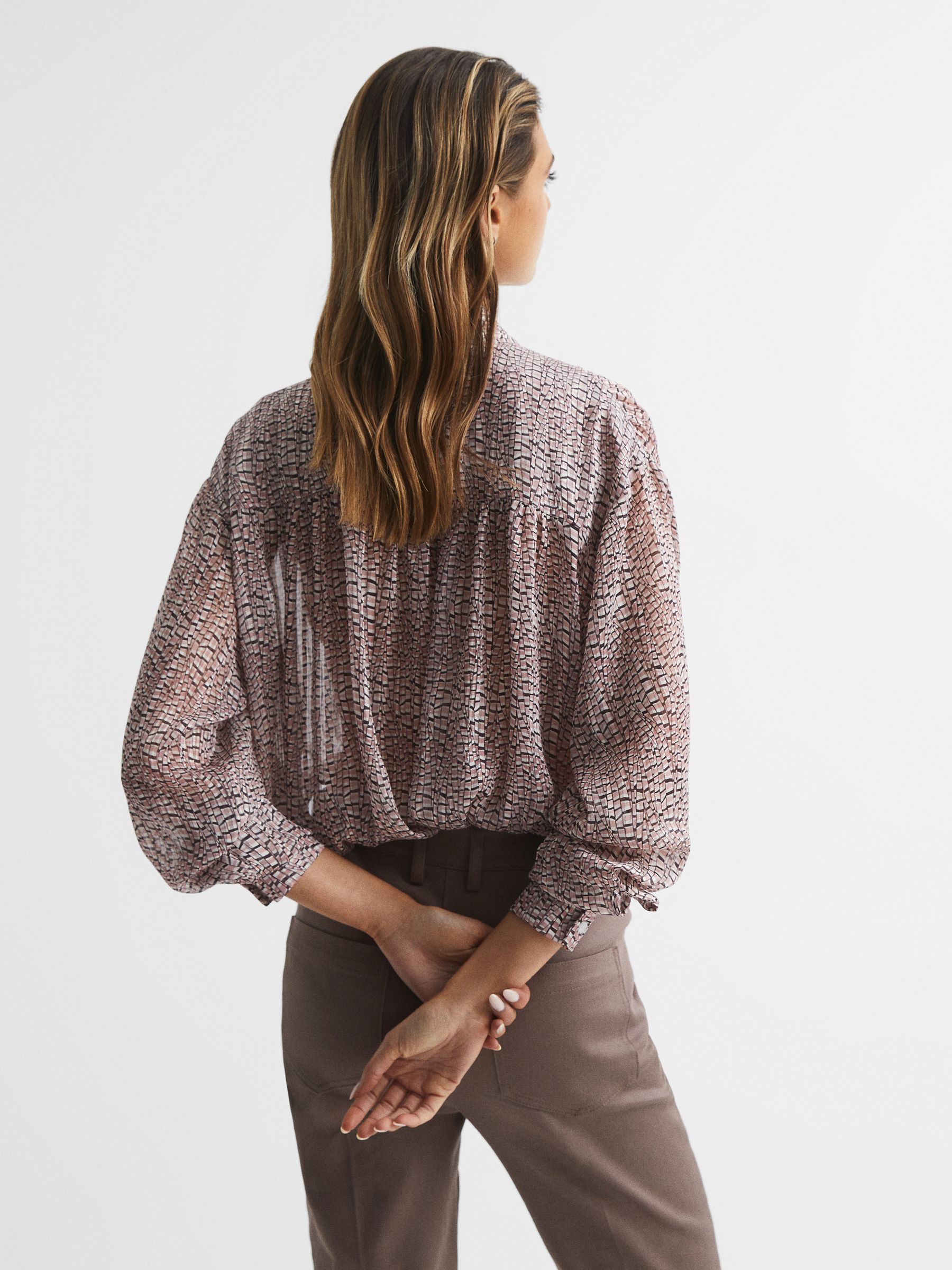 Metallic Long Sleeve Blouse in Pink - Image 5 of 6