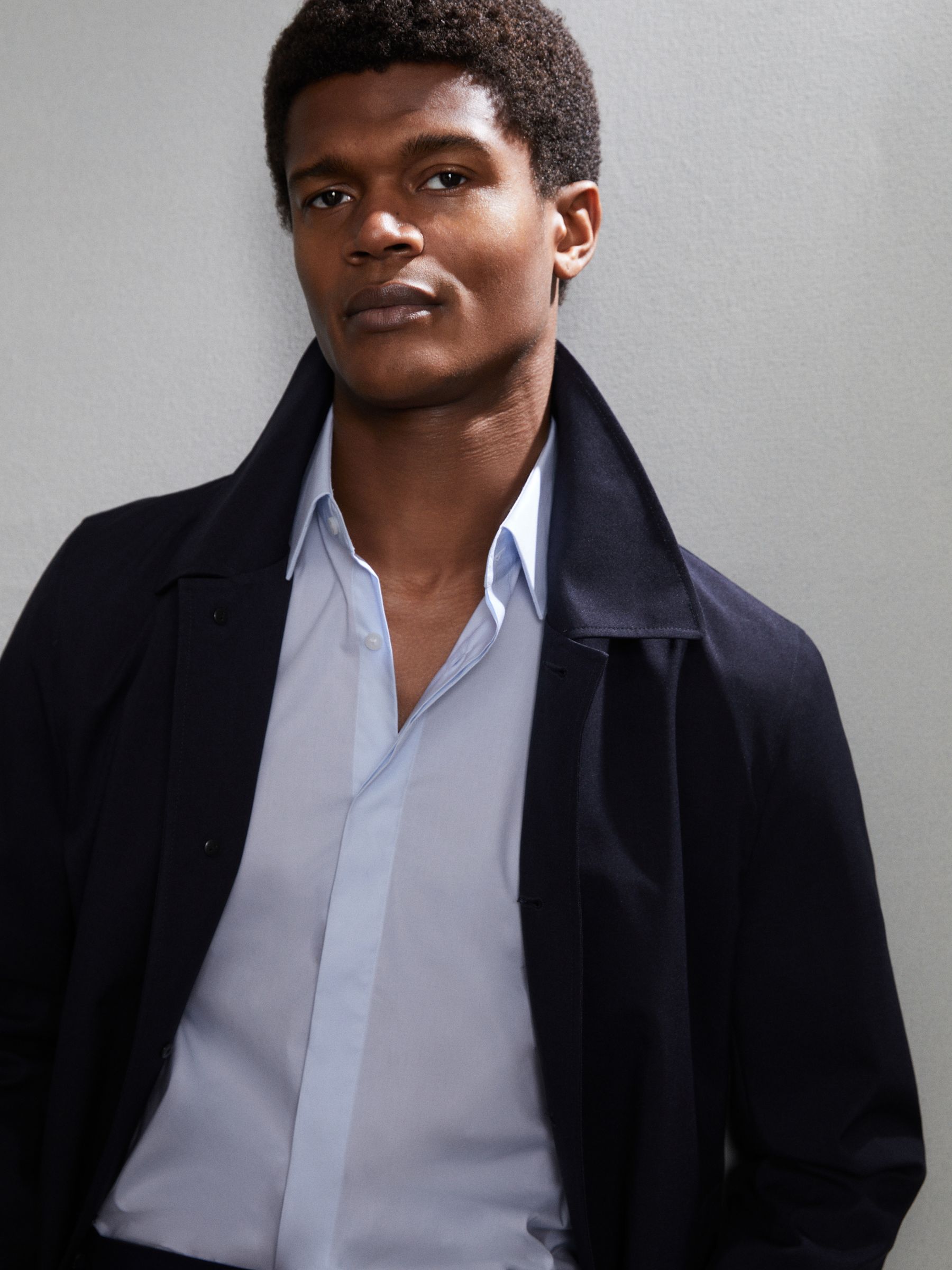 Slim Fit Cotton Blend Shirt in Blue - Image 9 of 22