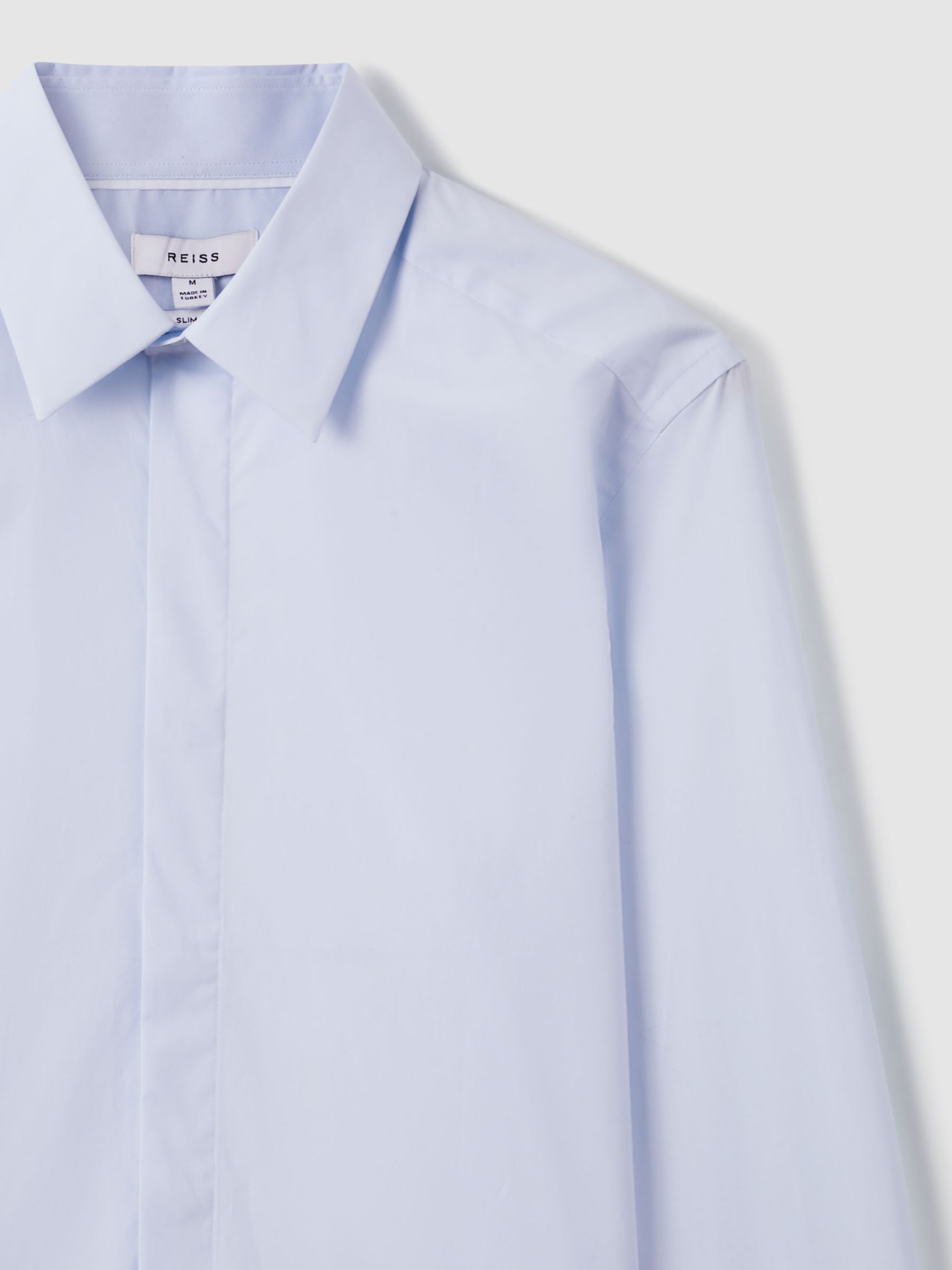 Slim Fit Cotton Blend Shirt in Blue - Image 10 of 22