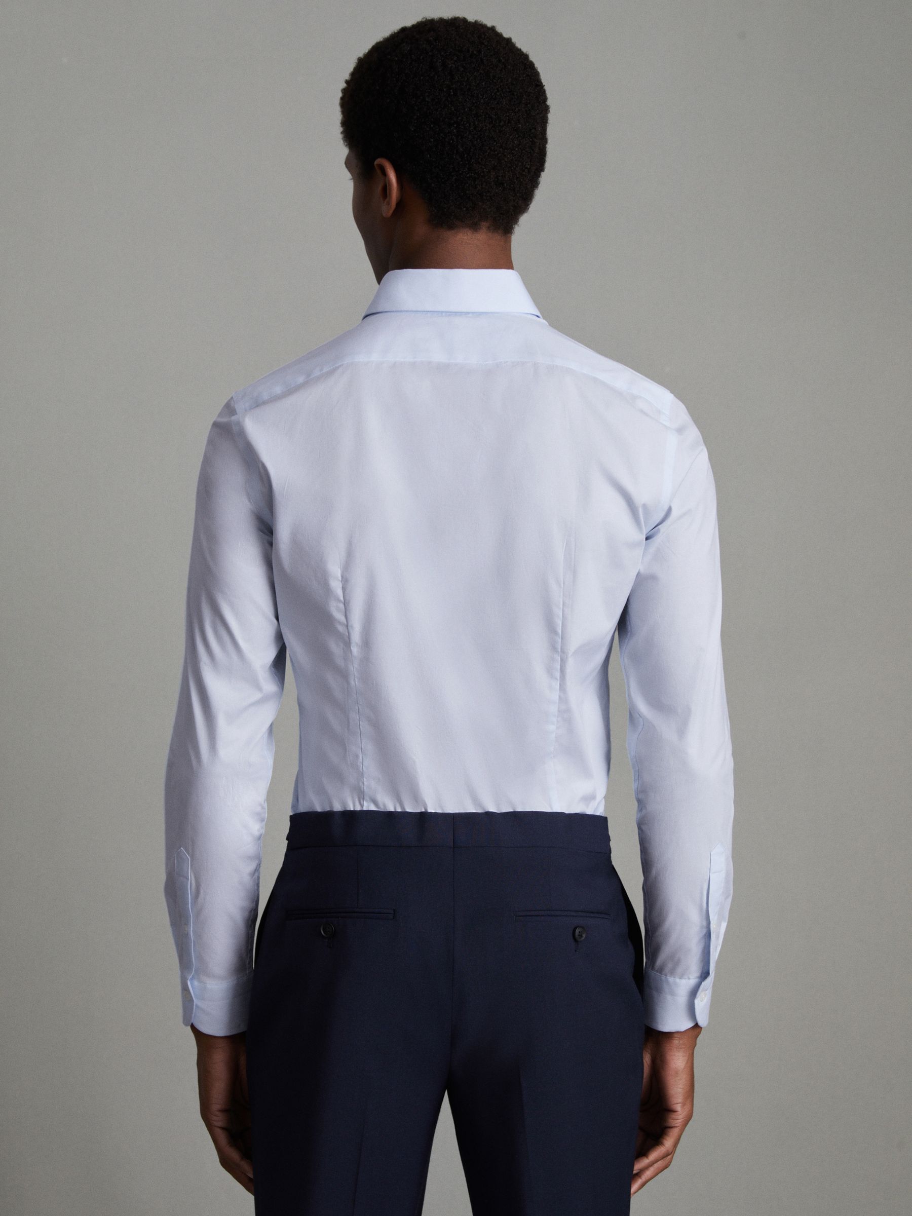 Slim Fit Cotton Blend Shirt in Blue - Image 11 of 22