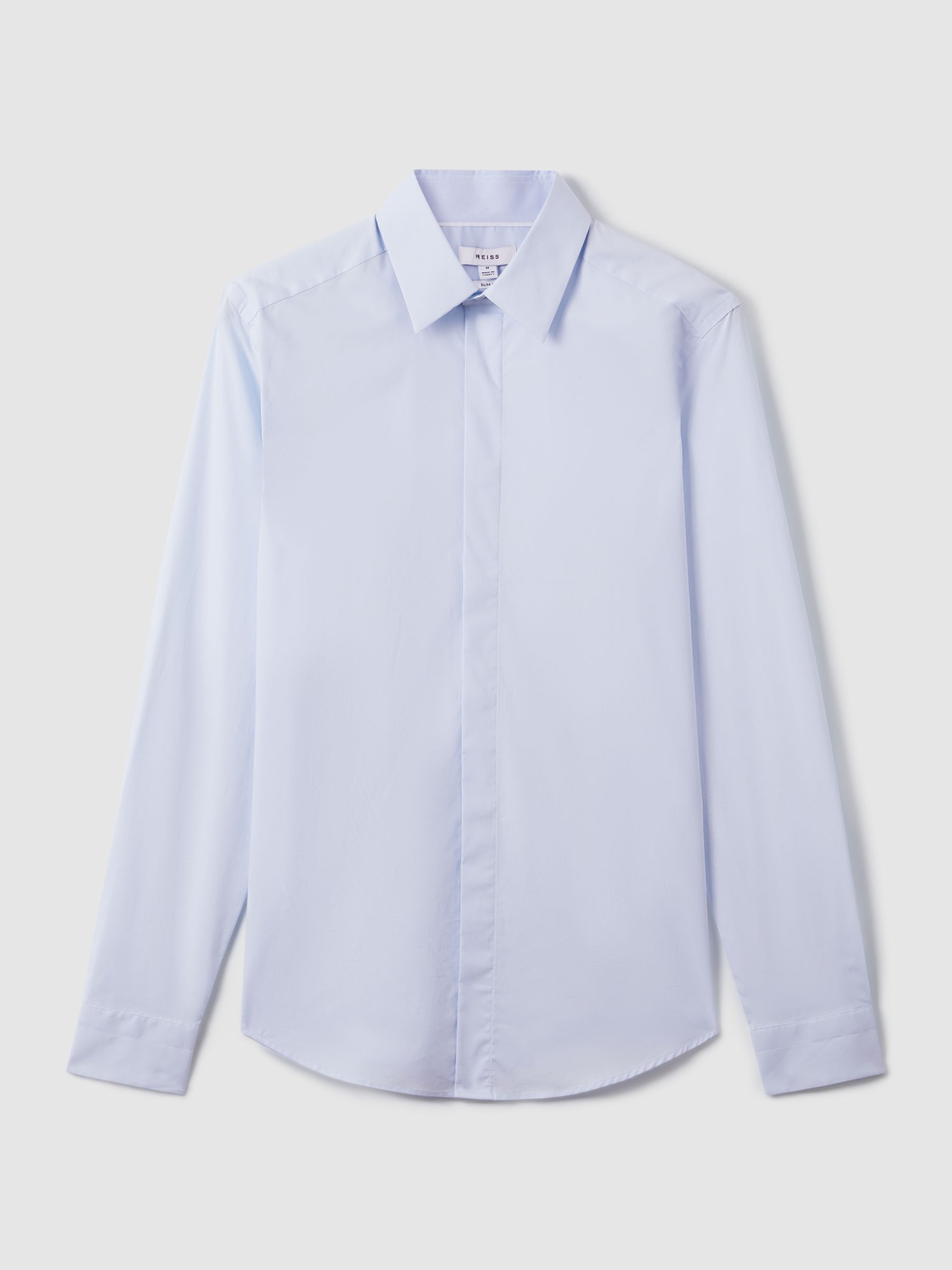 Slim Fit Cotton Blend Shirt in Blue - Image 14 of 22