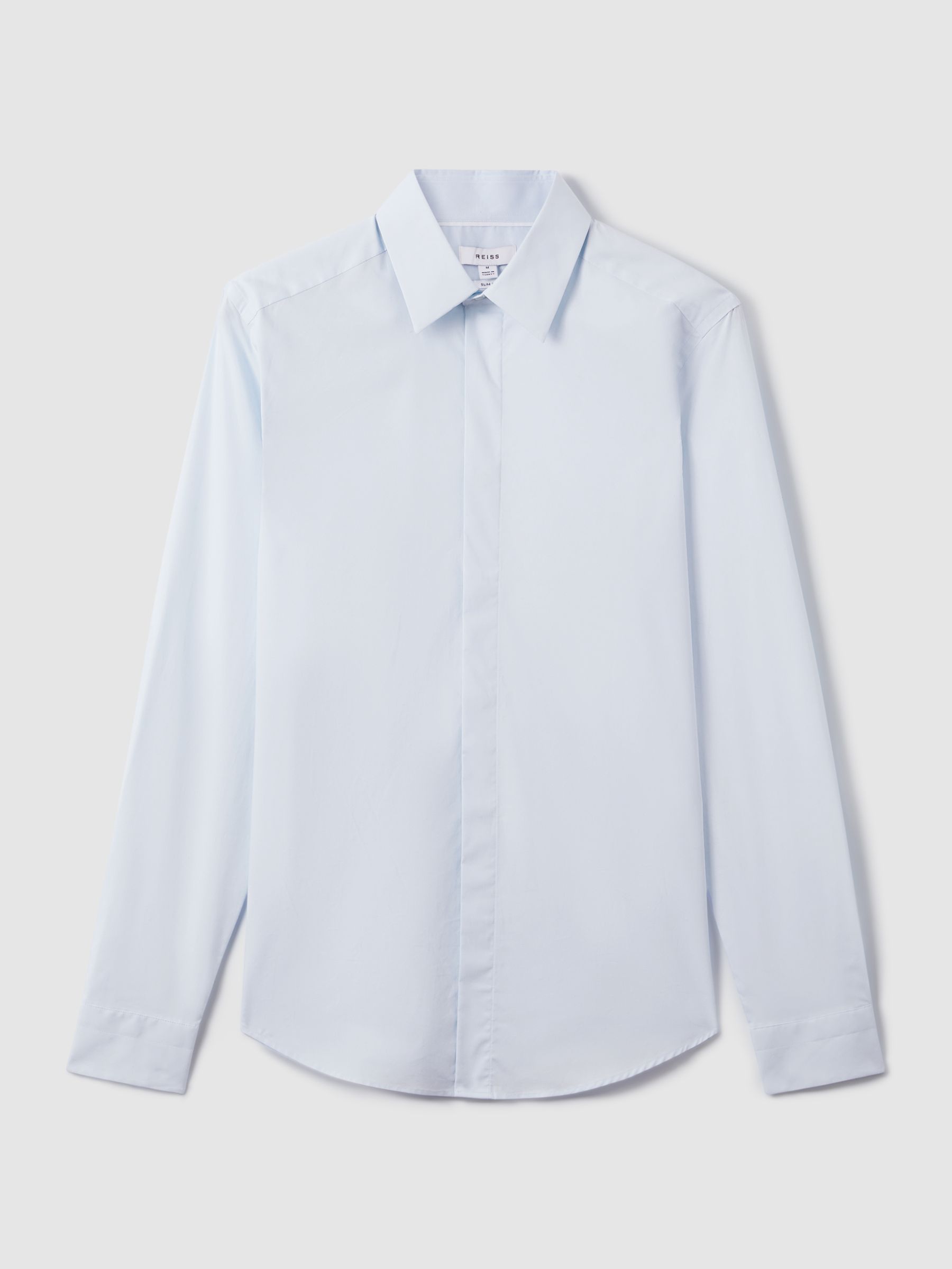 Slim Fit Cotton Blend Shirt in Blue - Image 2 of 7