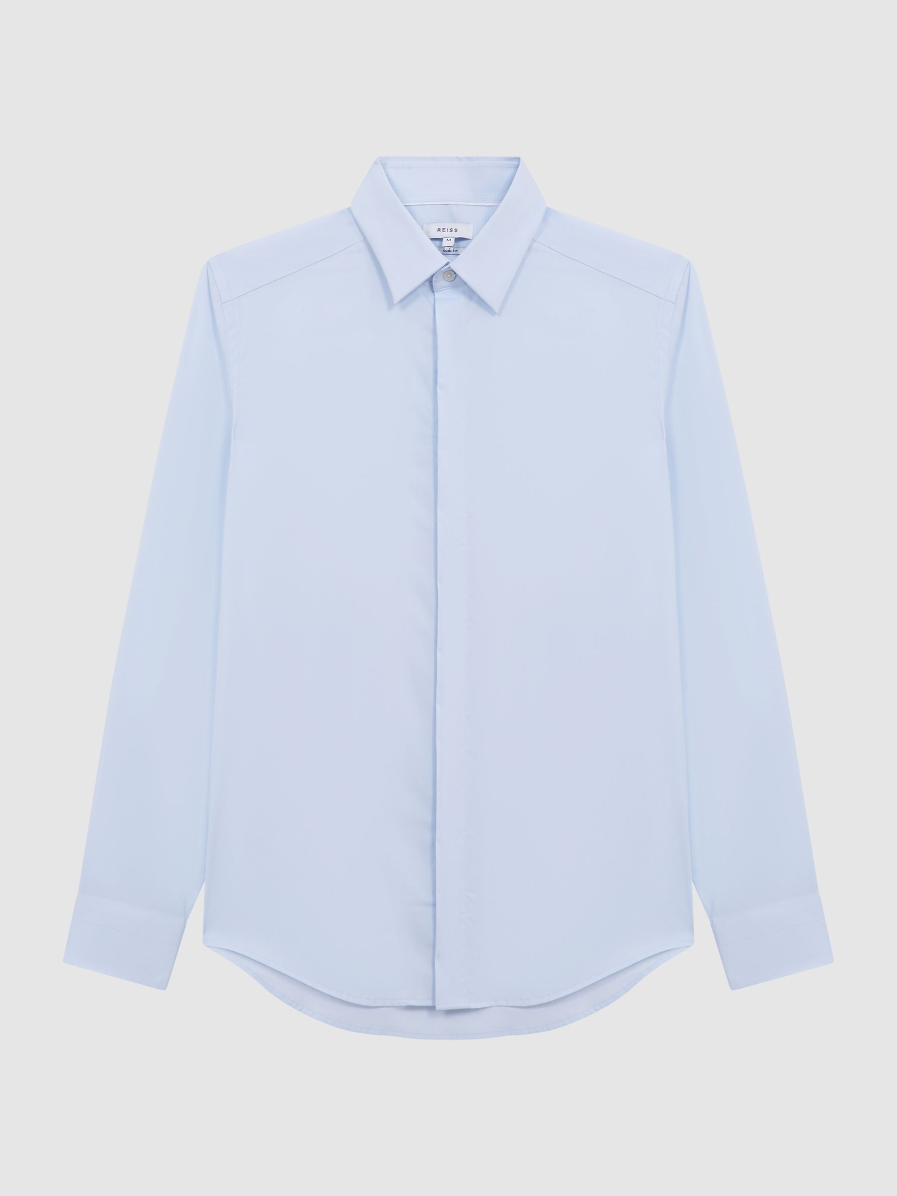 Slim Fit Cotton Blend Shirt in Blue - Image 20 of 22