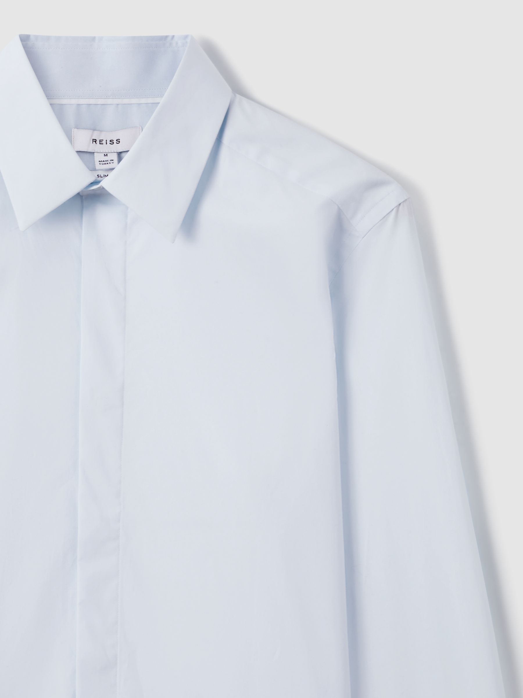 Slim Fit Cotton Blend Shirt in Blue - Image 6 of 7