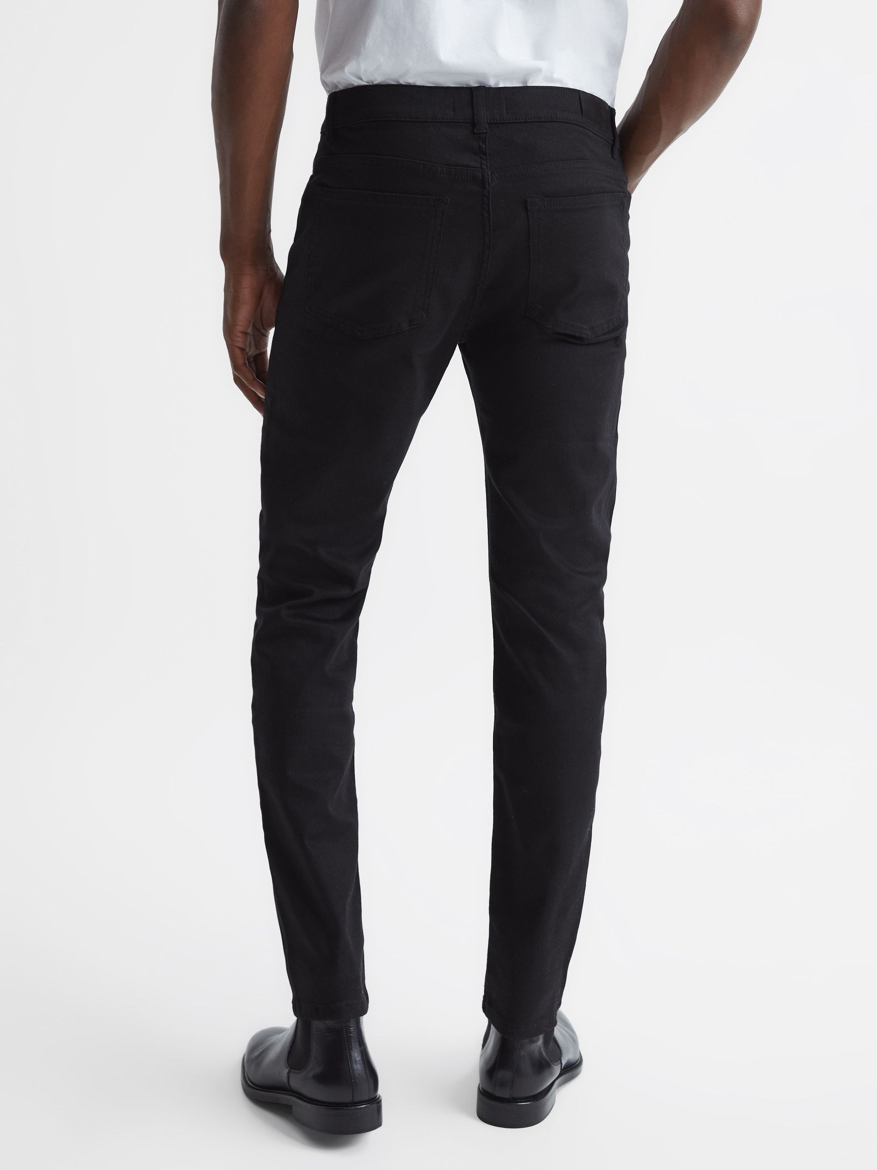Tapered Slim Fit Jersey Stretch Jeans in Black - Image 5 of 5