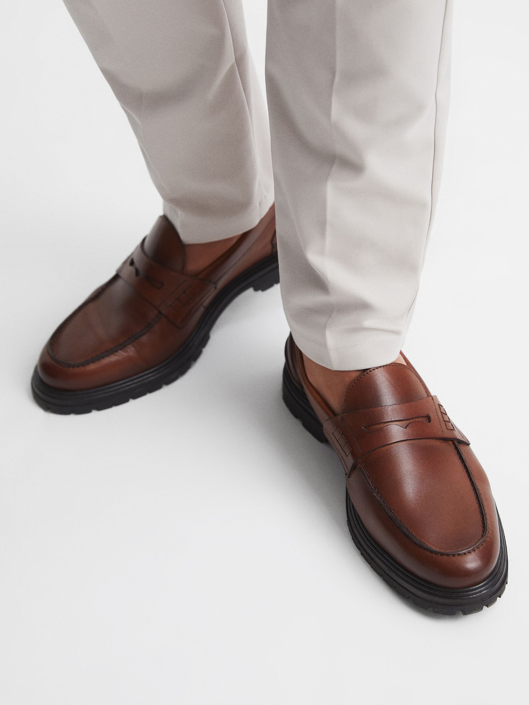 Casual Leather Loafers in Brown - Image 2 of 6