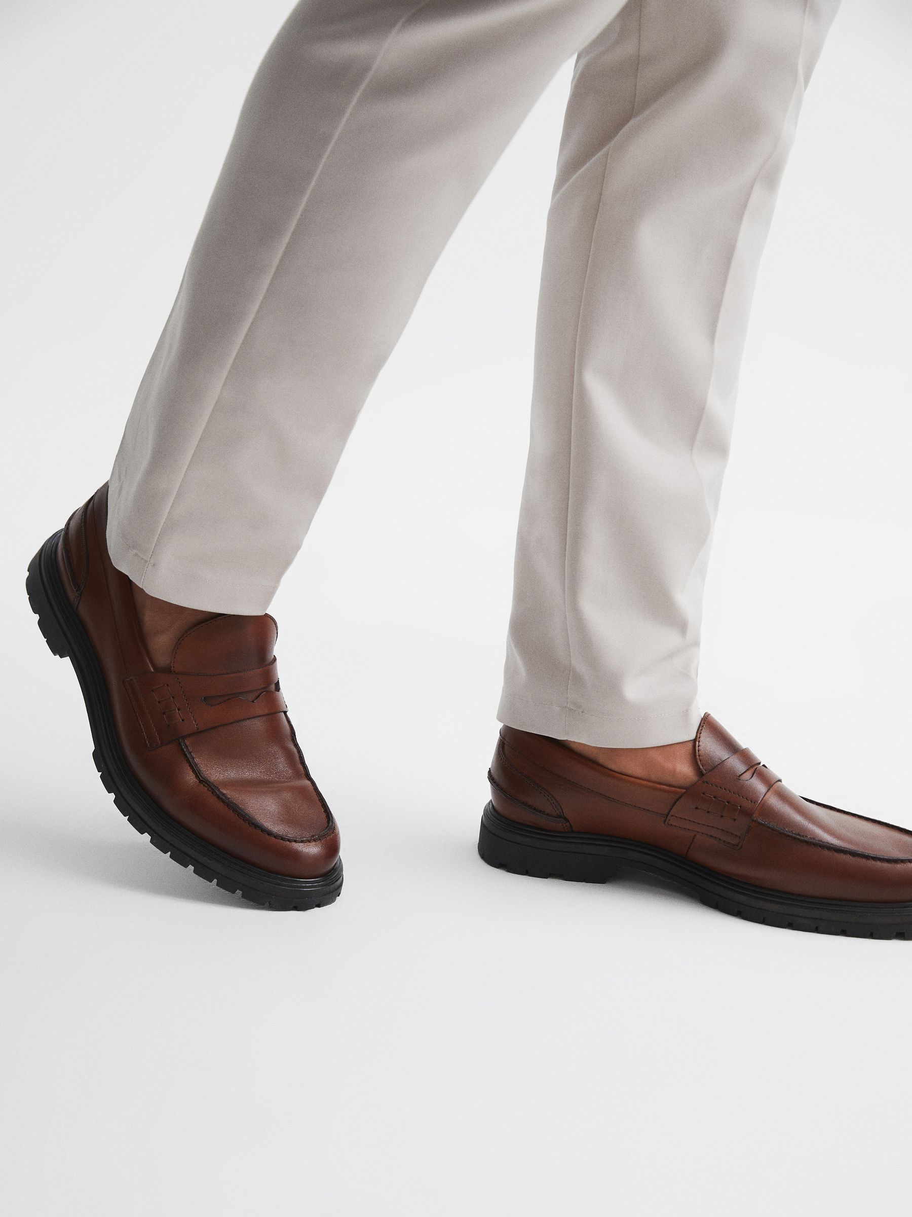 Casual Leather Loafers in Brown - Image 3 of 6