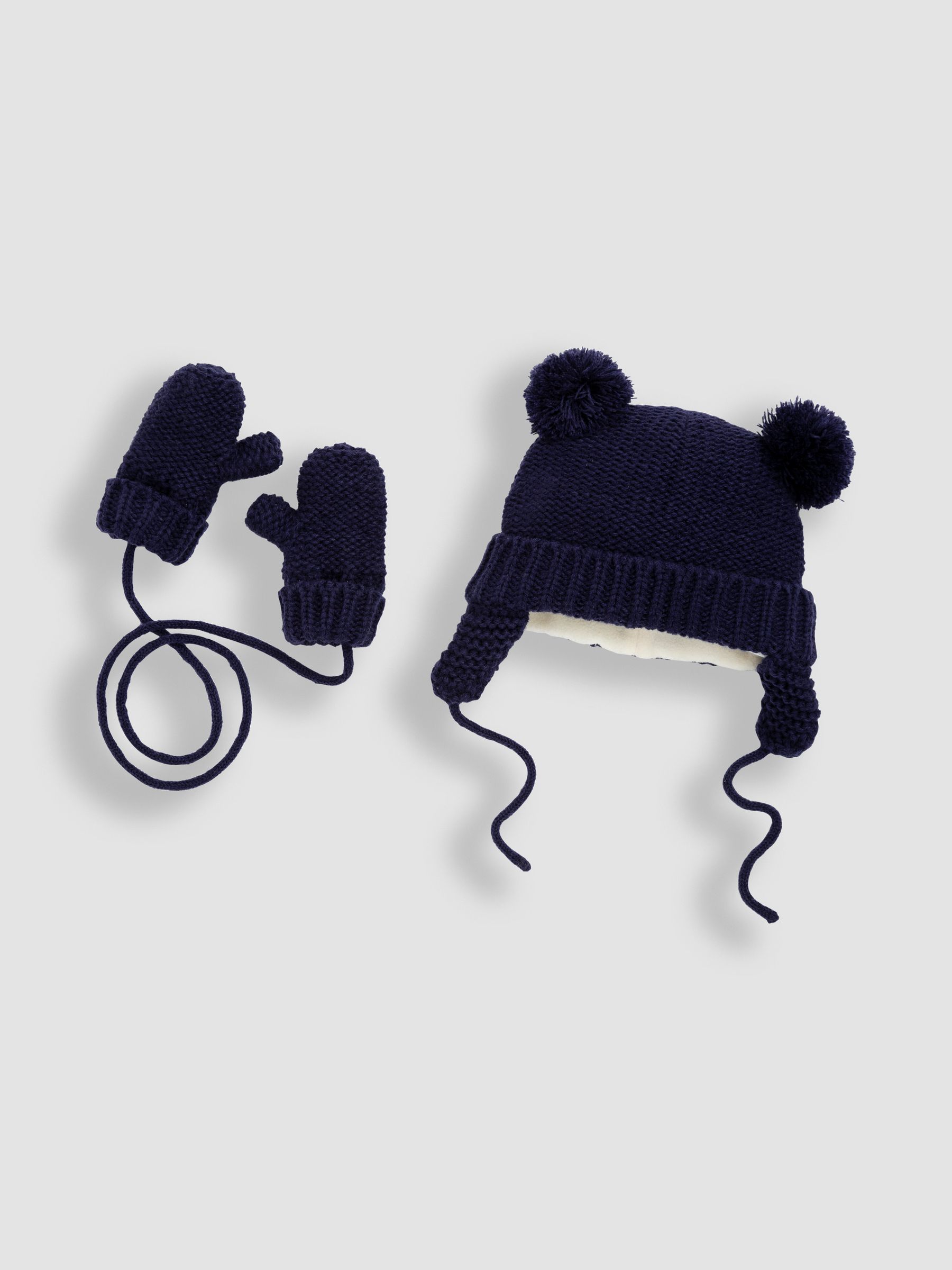 Navy Blue Mittens with String - Image 4 of 4