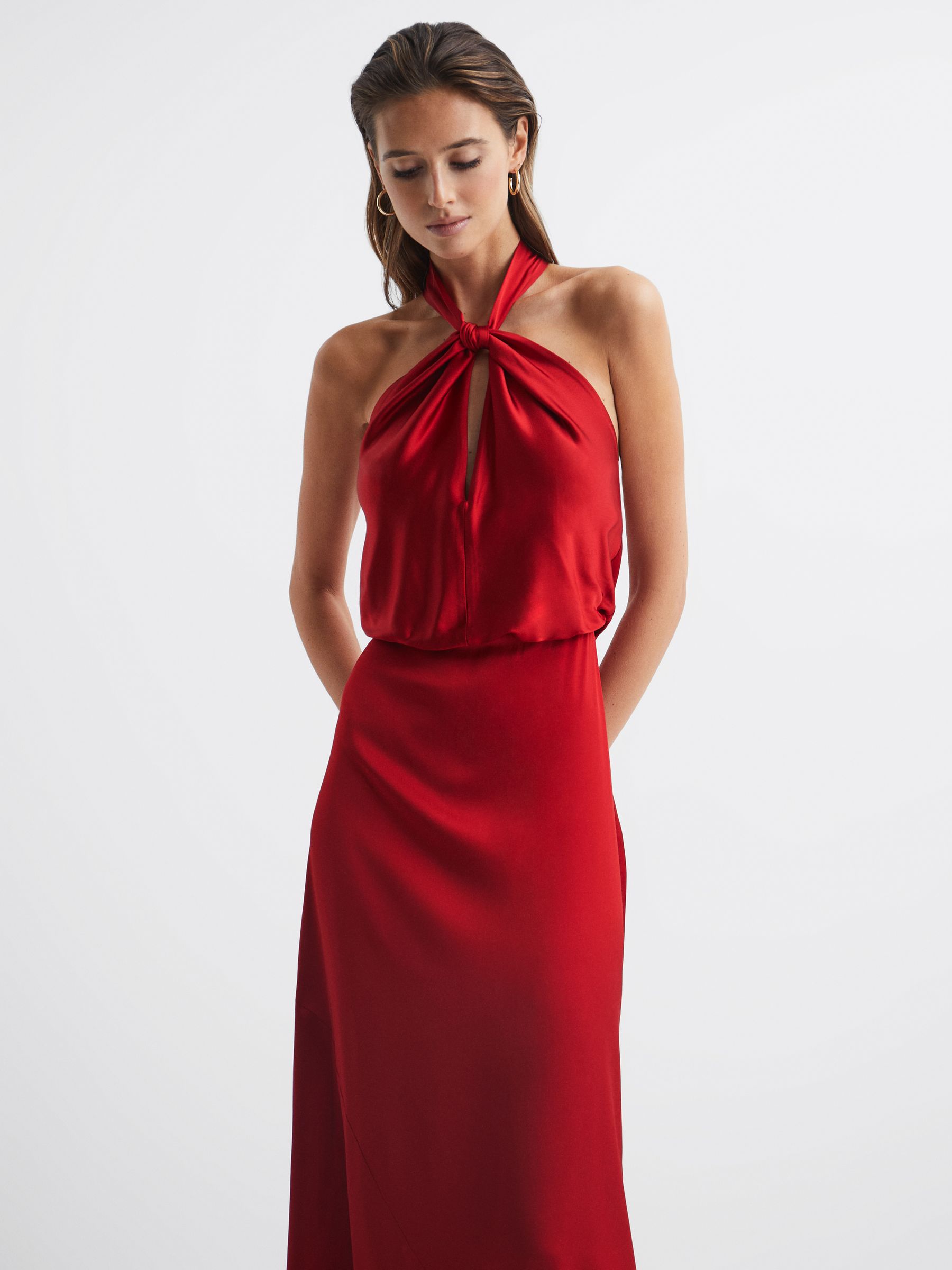 Halter Maxi Dress in Red - Image 3 of 7