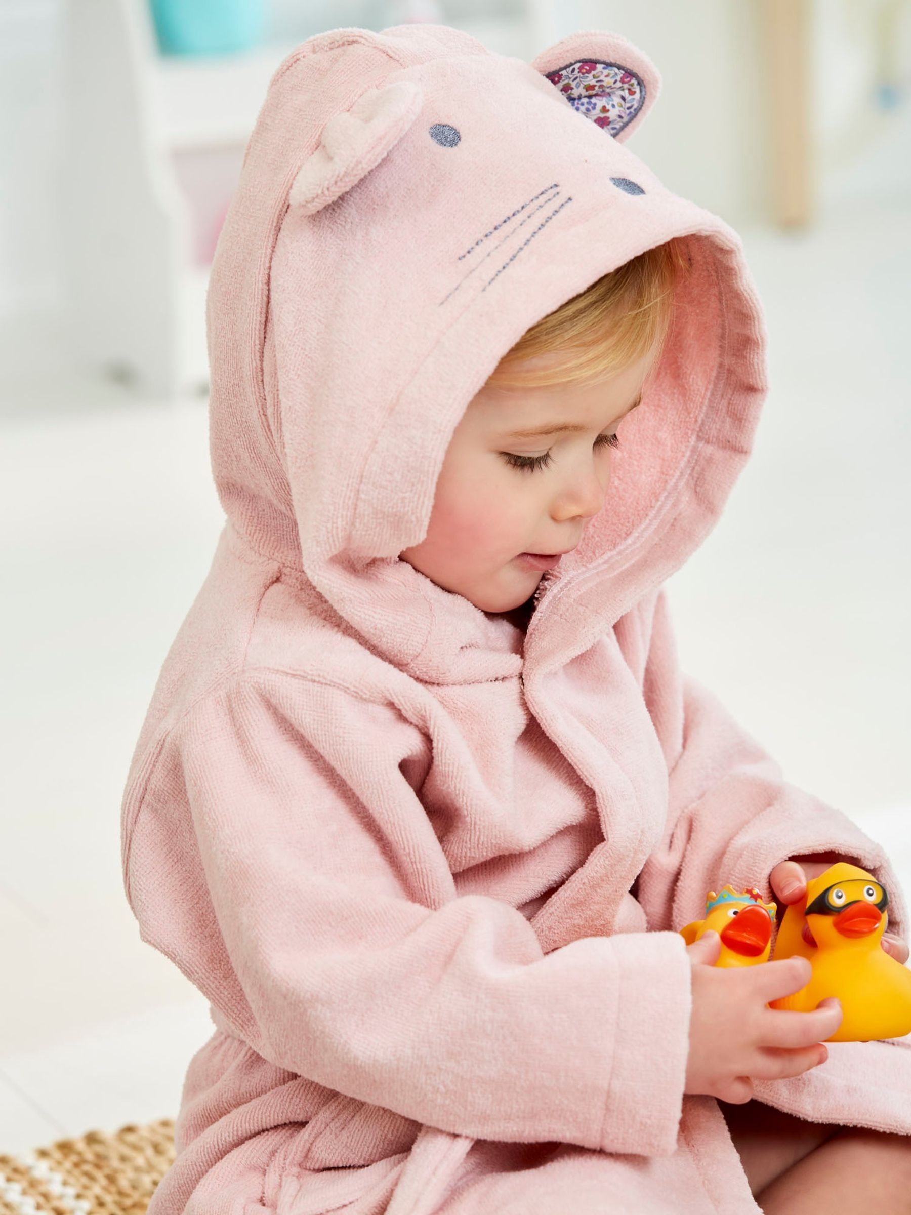 Light Pink Mouse Cotton Towelling Robe - Image 2 of 6