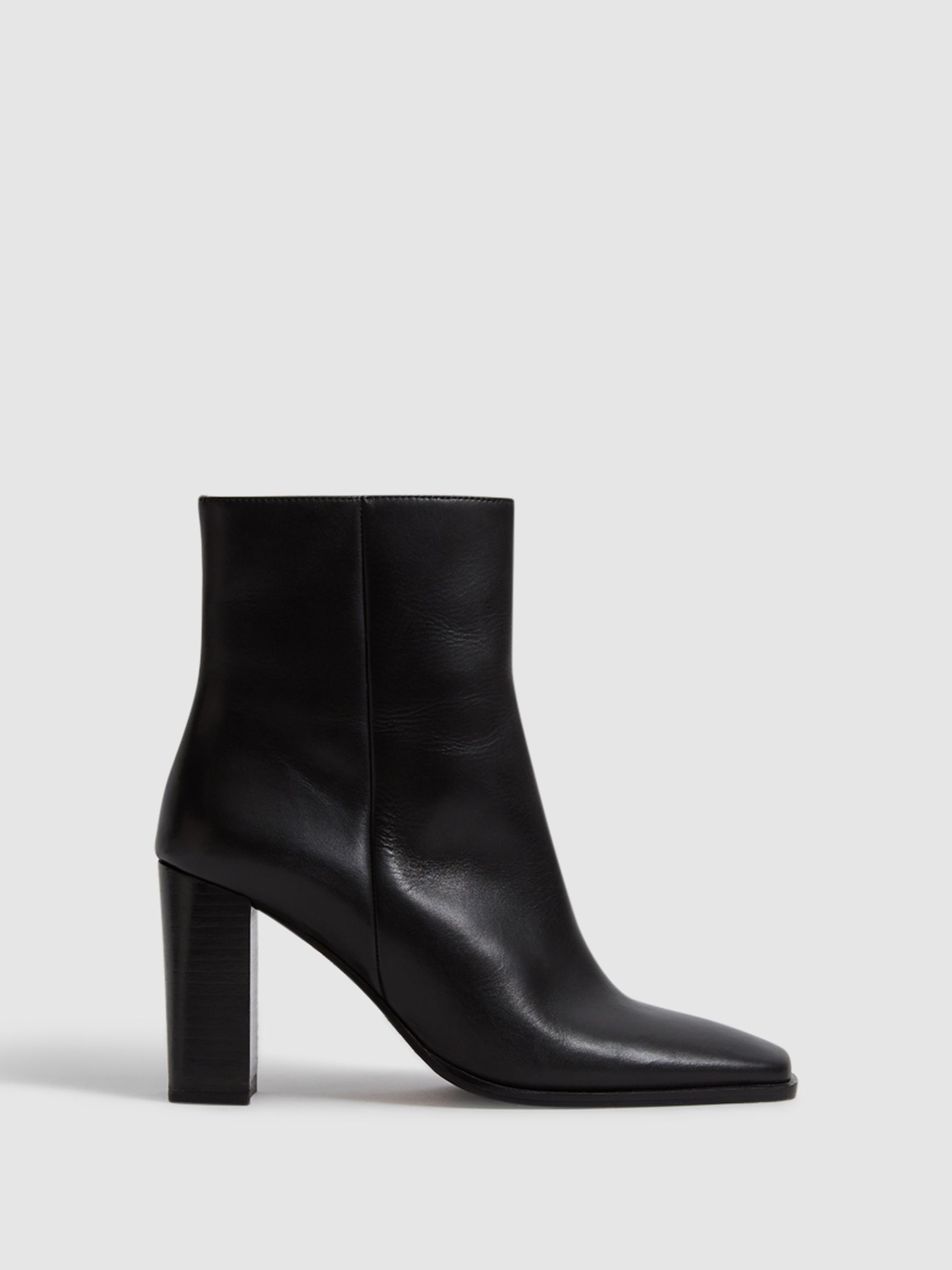 Square Toe Block High heel Boot in Black - Image 1 of 6