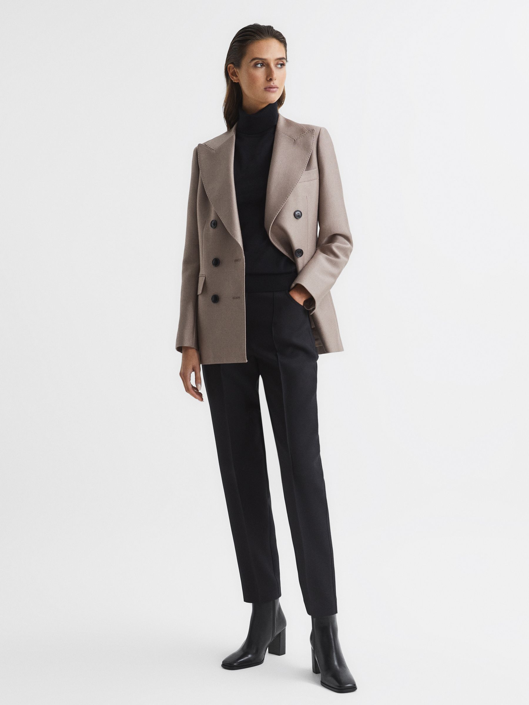 Square Toe Block High heel Boot in Black - Image 2 of 6