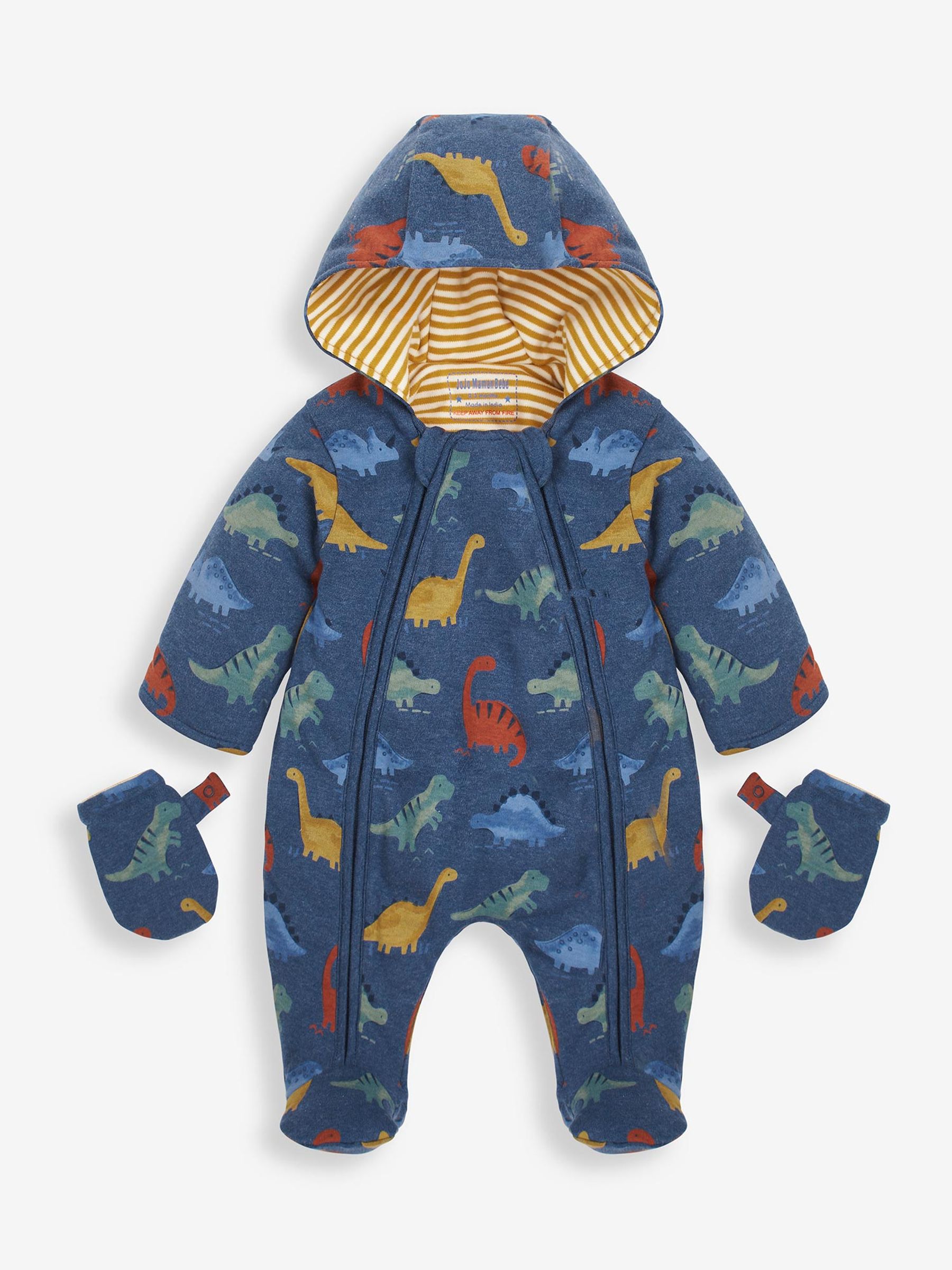 Indigo Dinosaur Print Cosy Pramsuit - Image 2 of 3