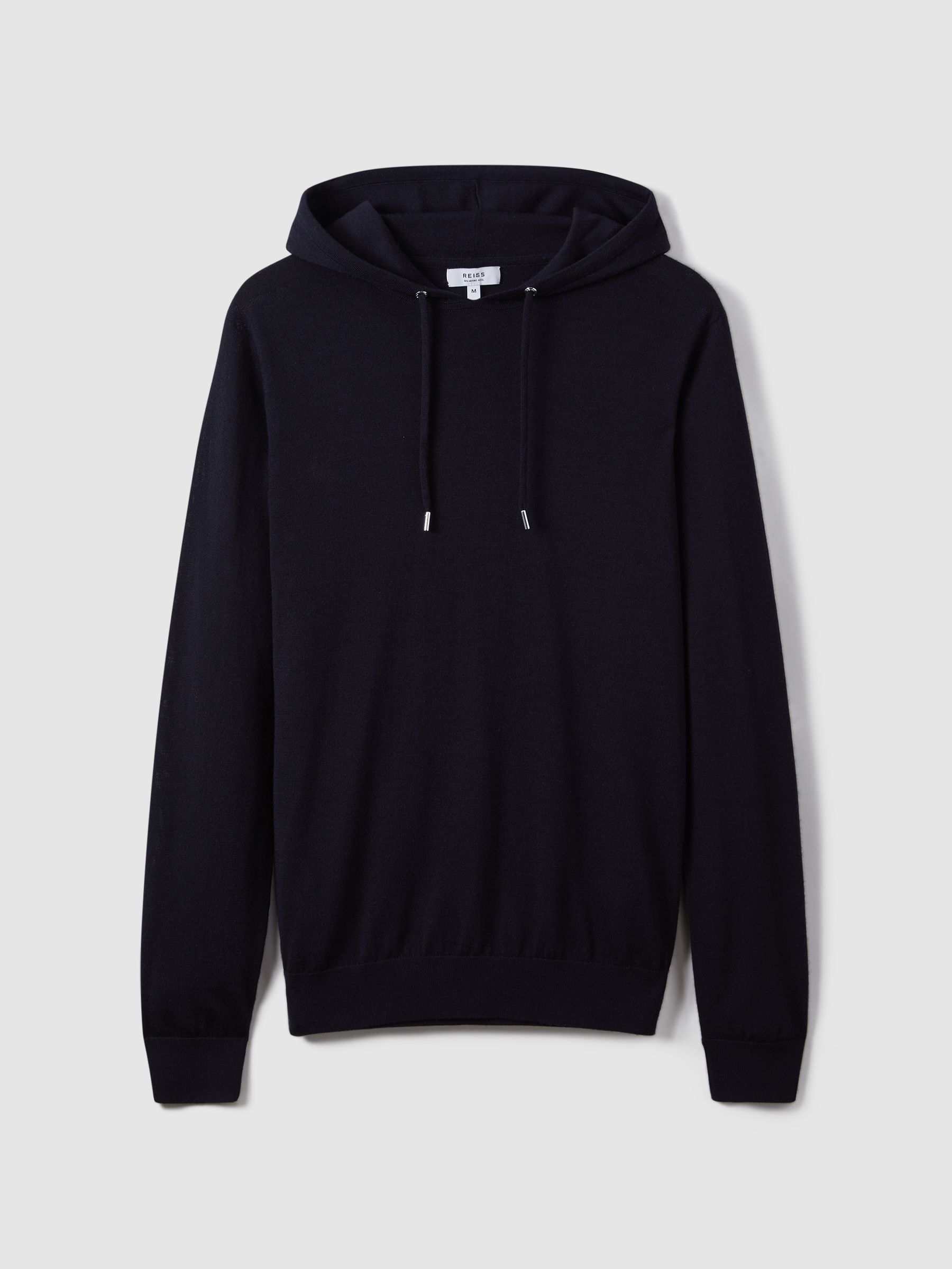 Merino Wool Drawstring Hoodie in Navy - Image 2 of 7