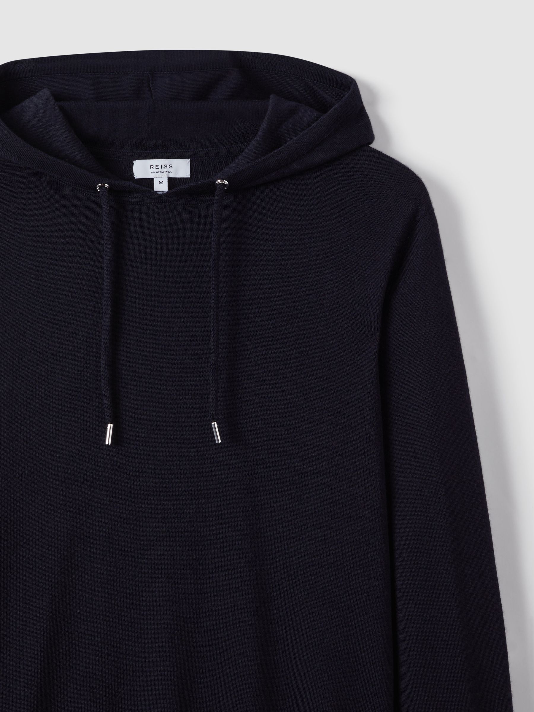 Merino Wool Drawstring Hoodie in Navy - Image 5 of 7