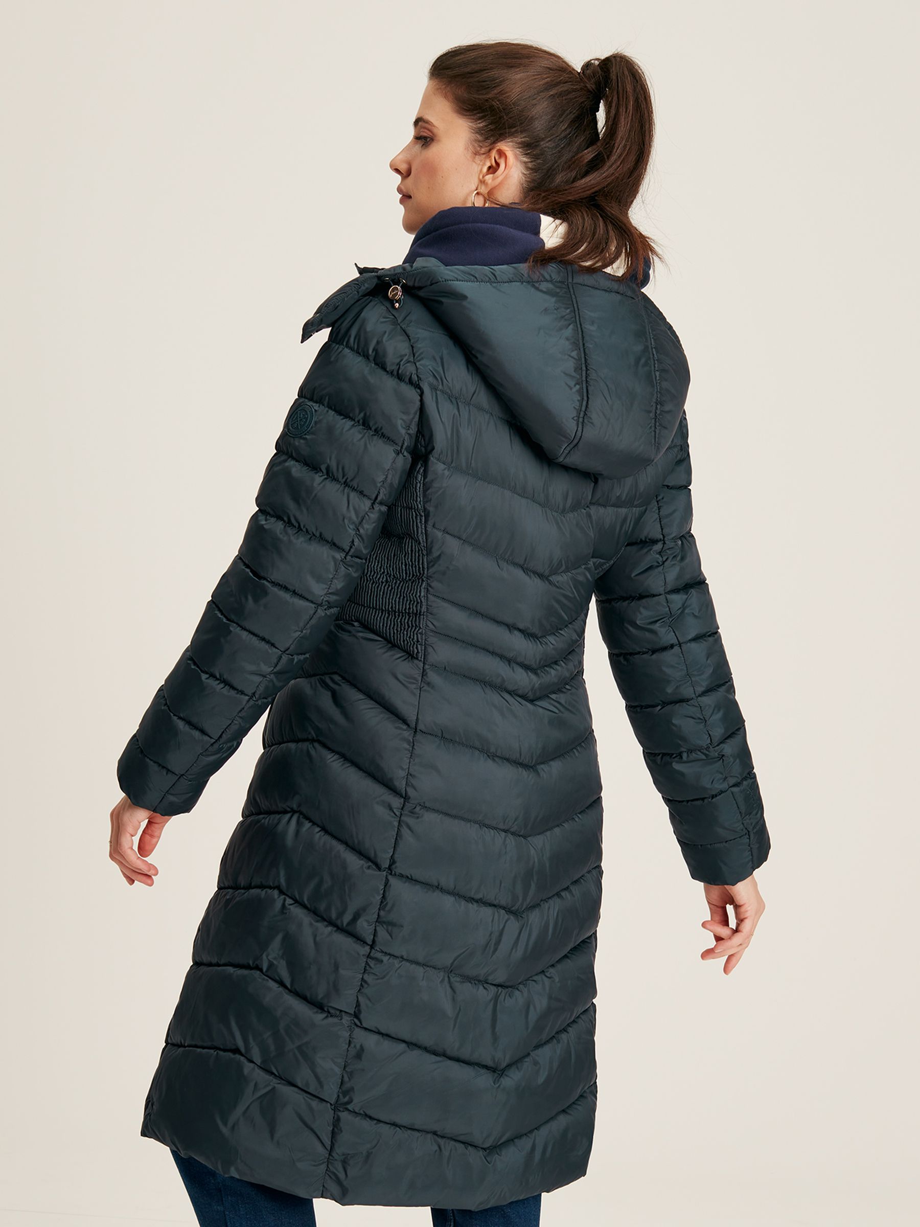 Pembury Navy Blue Showerproof Long Padded Coat With Hood - Image 2 of 7