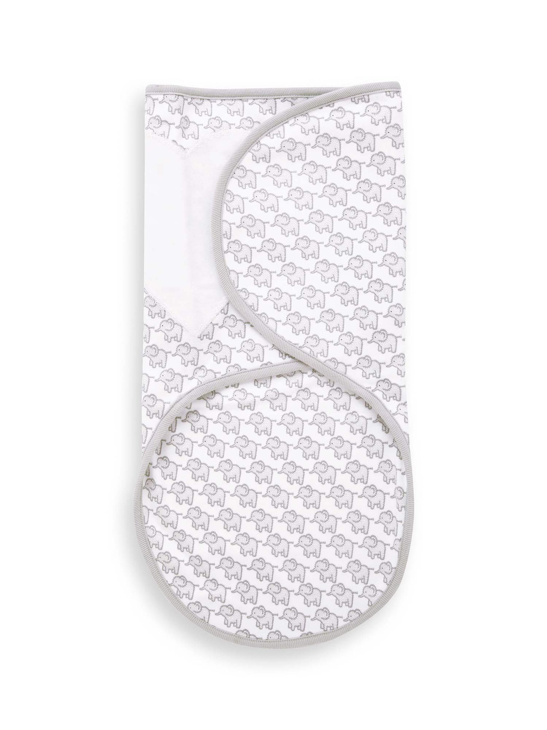 Grey Elephant Print Newborn Swaddle - Image 1 of 2