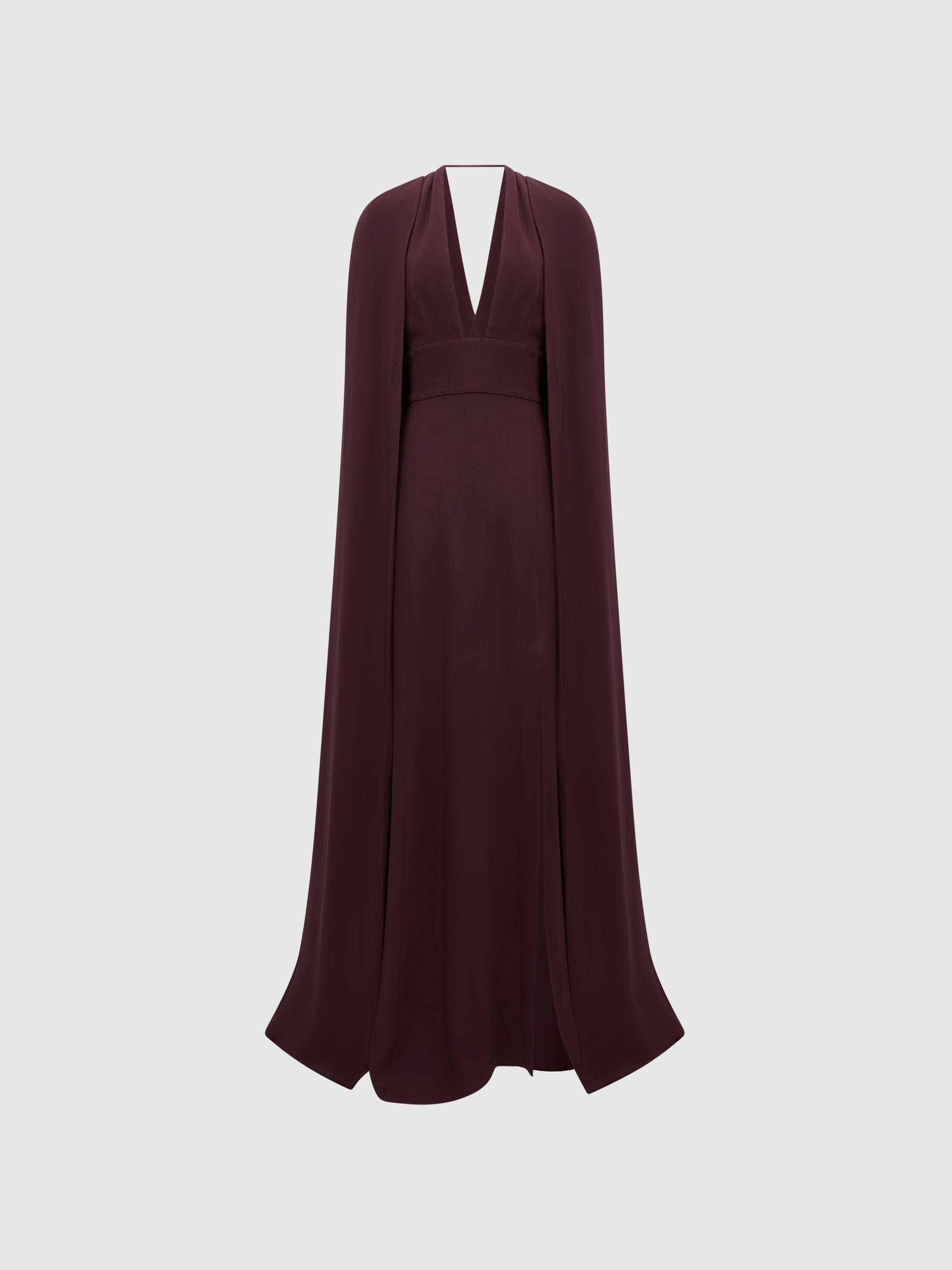 Maxi Dress With Cape in Burgundy - Image 2 of 9