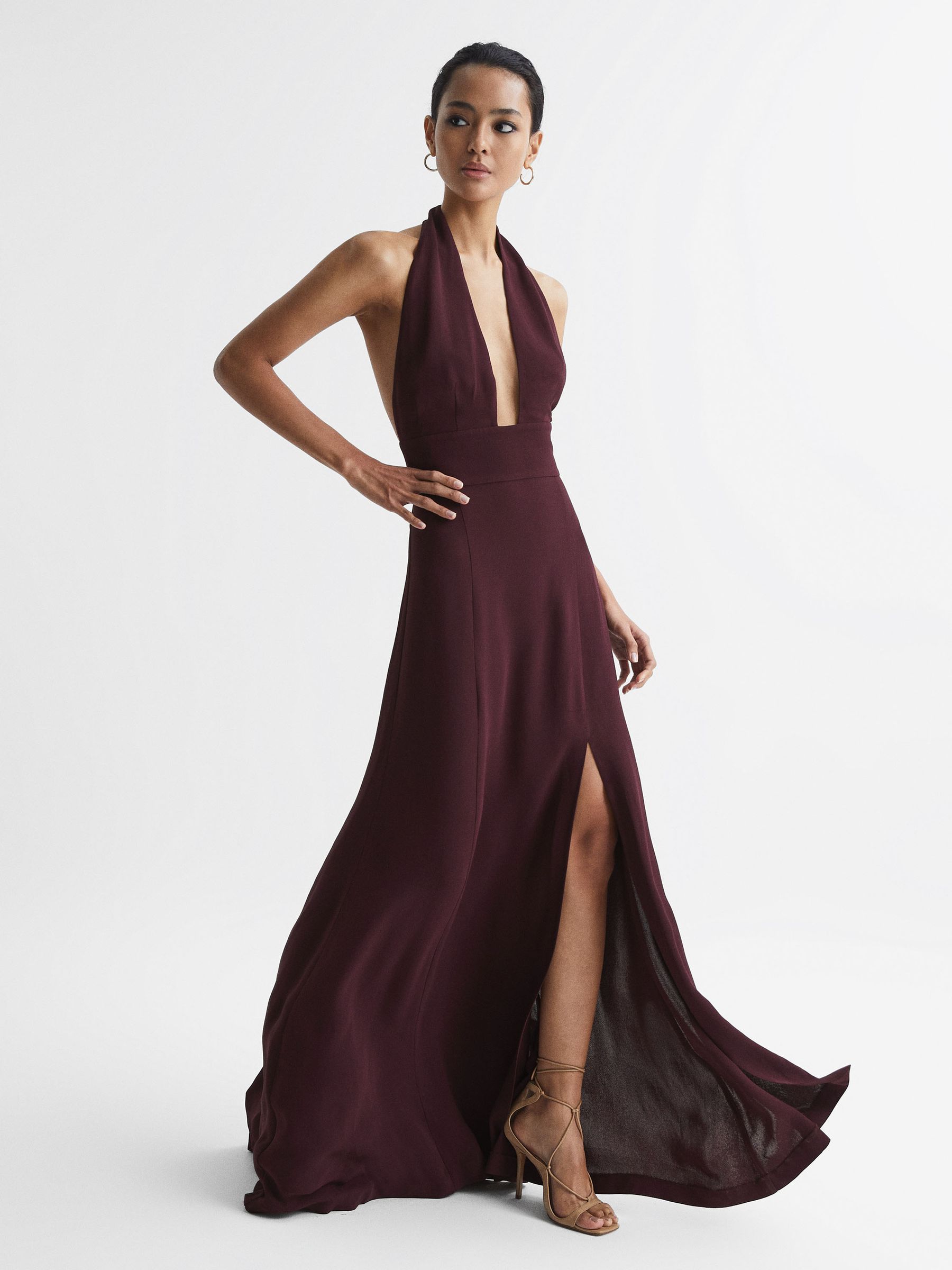 Maxi Dress With Cape in Burgundy - Image 6 of 9