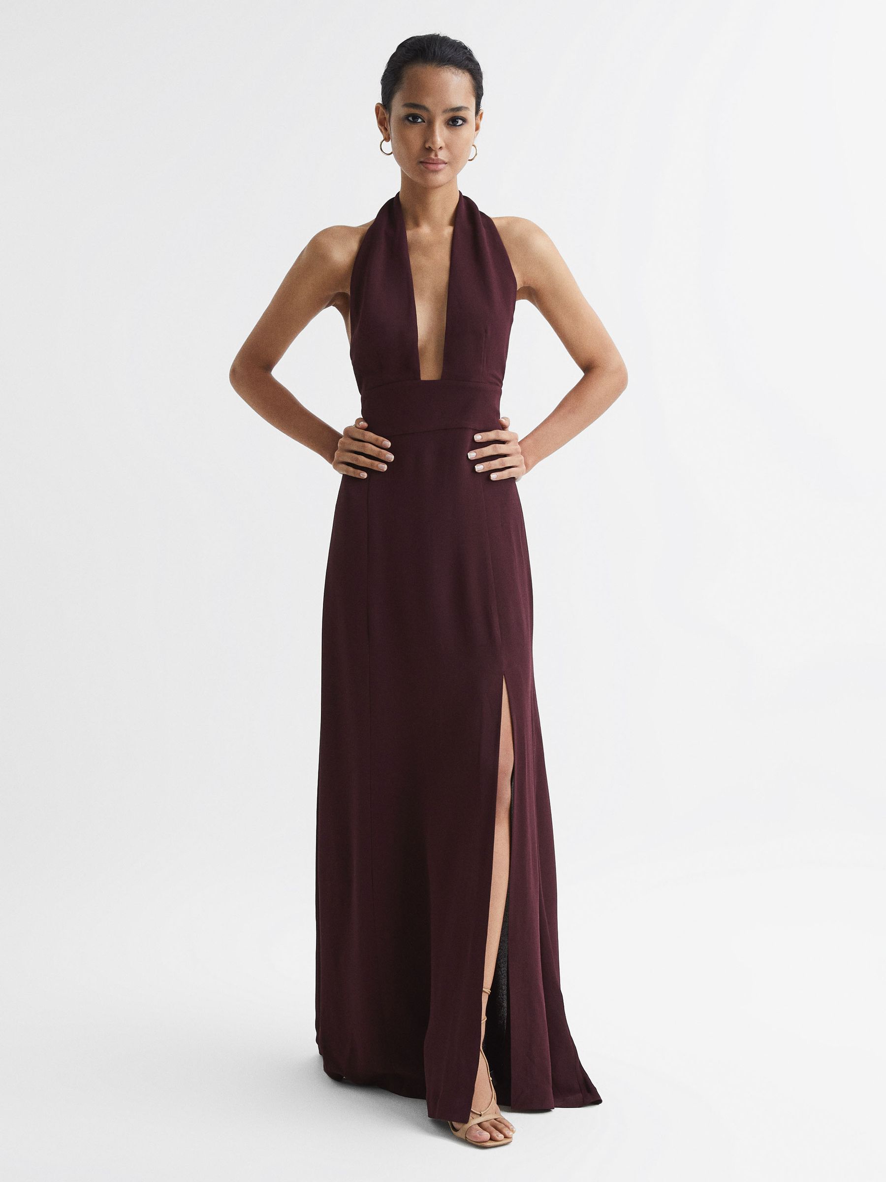 Maxi Dress With Cape in Burgundy - Image 7 of 9