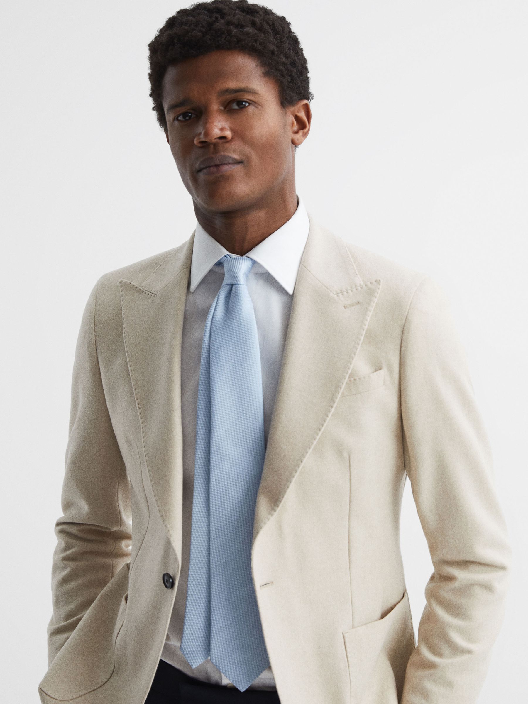 Textured Silk-Blend Tie in Soft Blue - Image 2 of 5