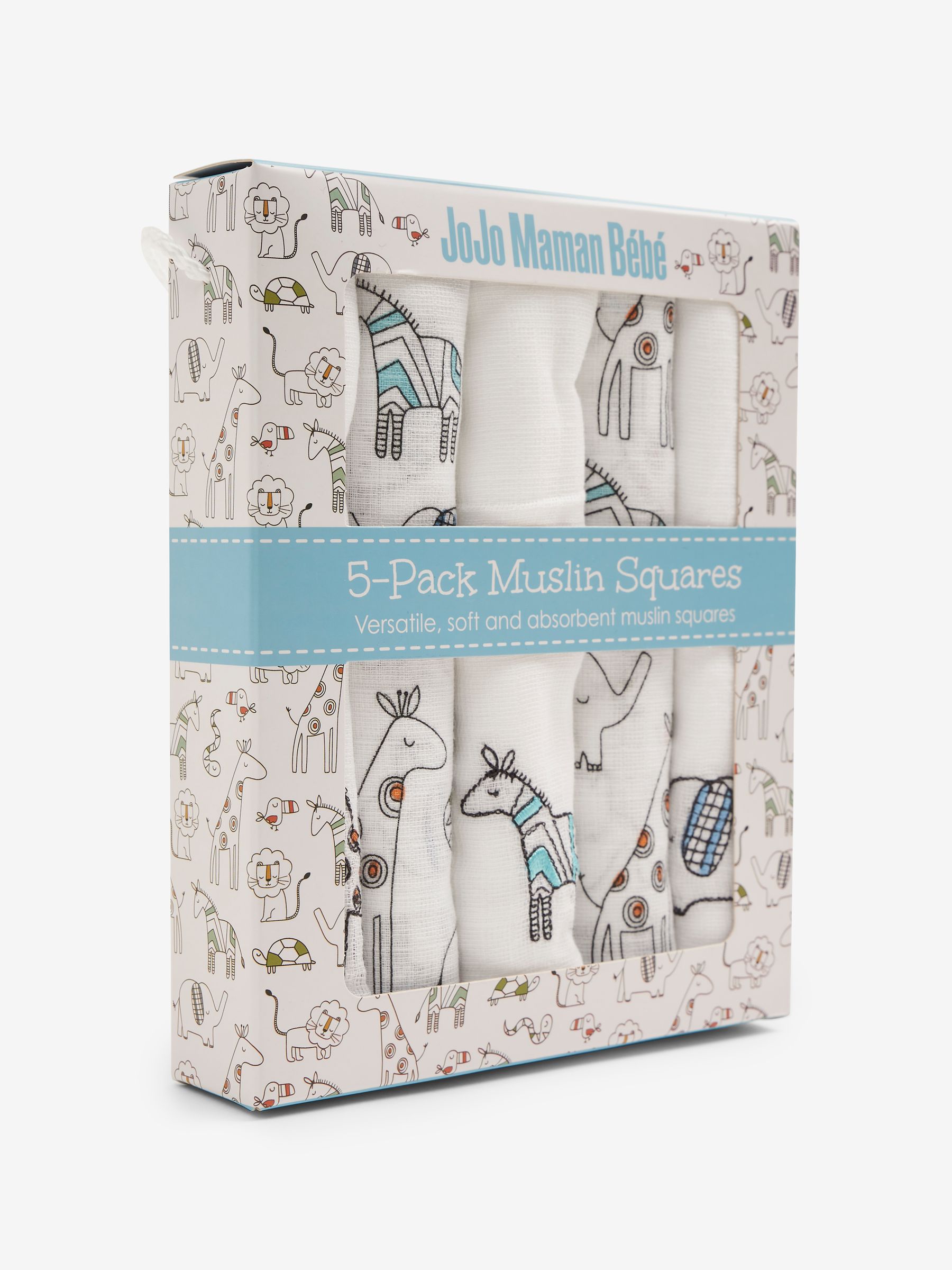 5-Pack Delicate Safari Embroidered Muslins in White - Image 1 of 2